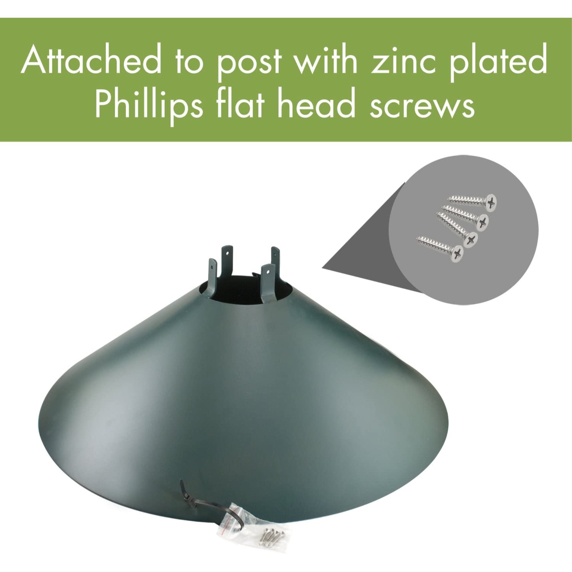 Woodlink Metal Wrap Around Bird Feeder Squirrel Baffle Guard for 4" x 4" Pole, Green