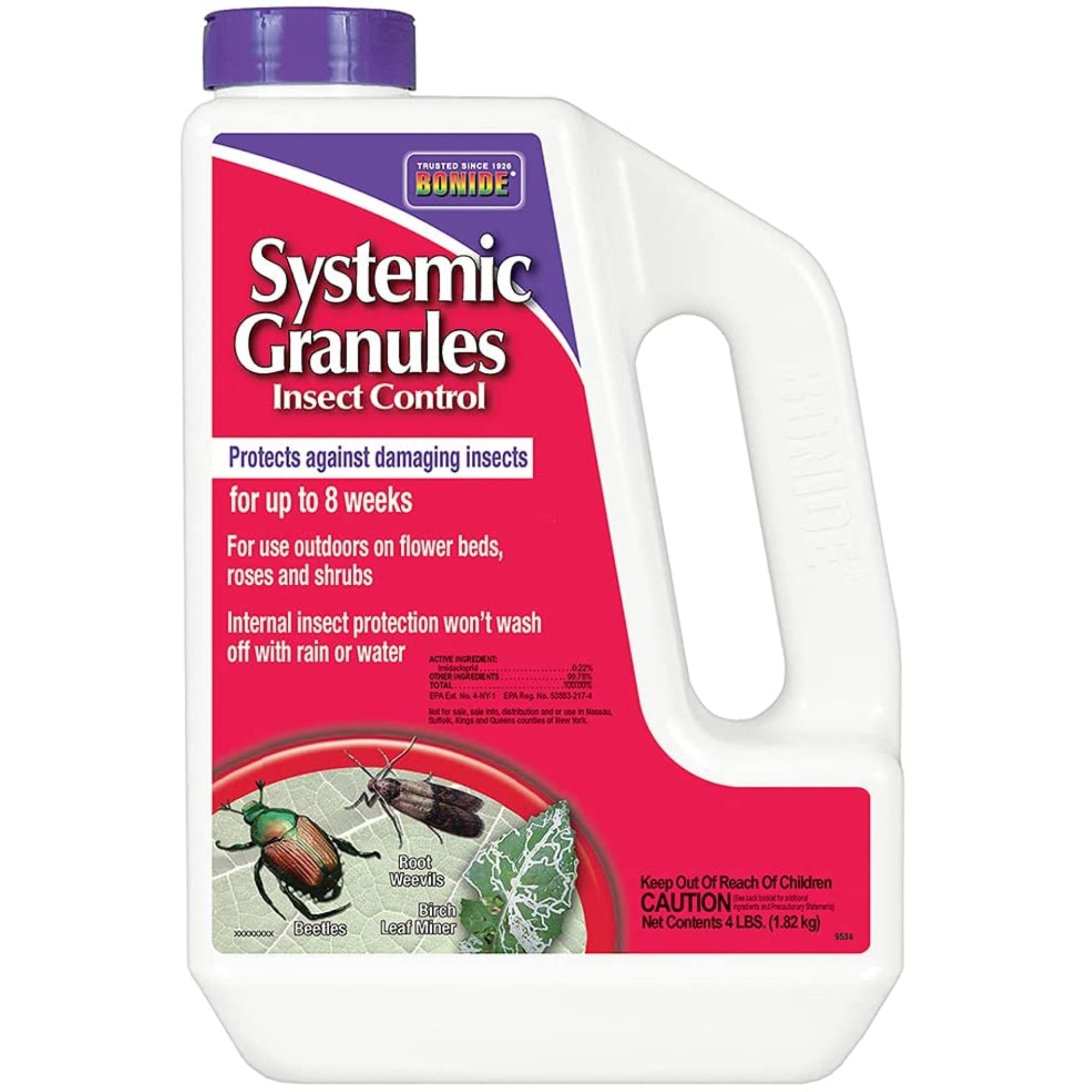 Bonide Systemic Granules Insect Control, Protects up to 8 Weeks, Shaker Canister, 4lb