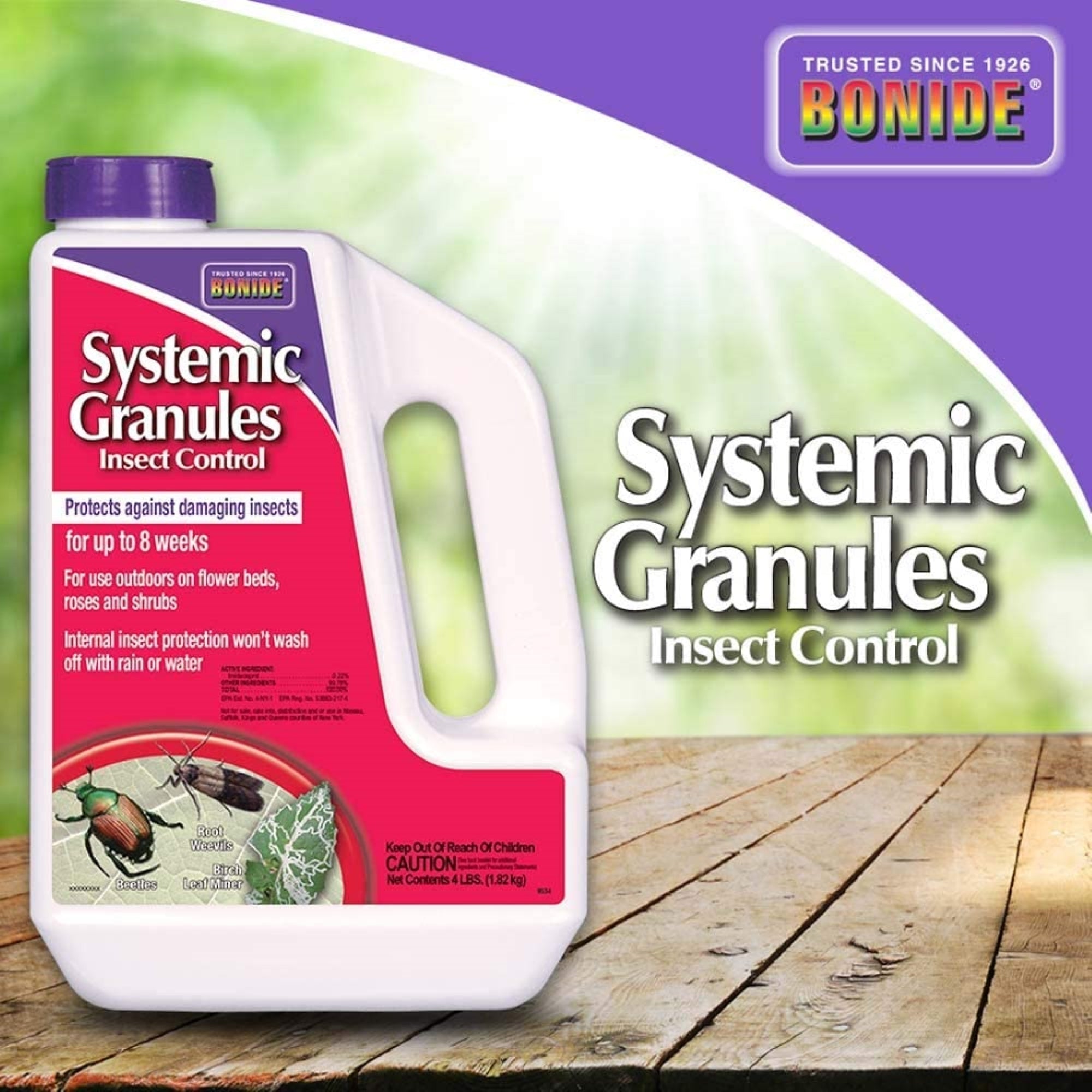 Bonide Systemic Granules Insect Control for Flower Beds, Roses, and Shrubs, 4lbs