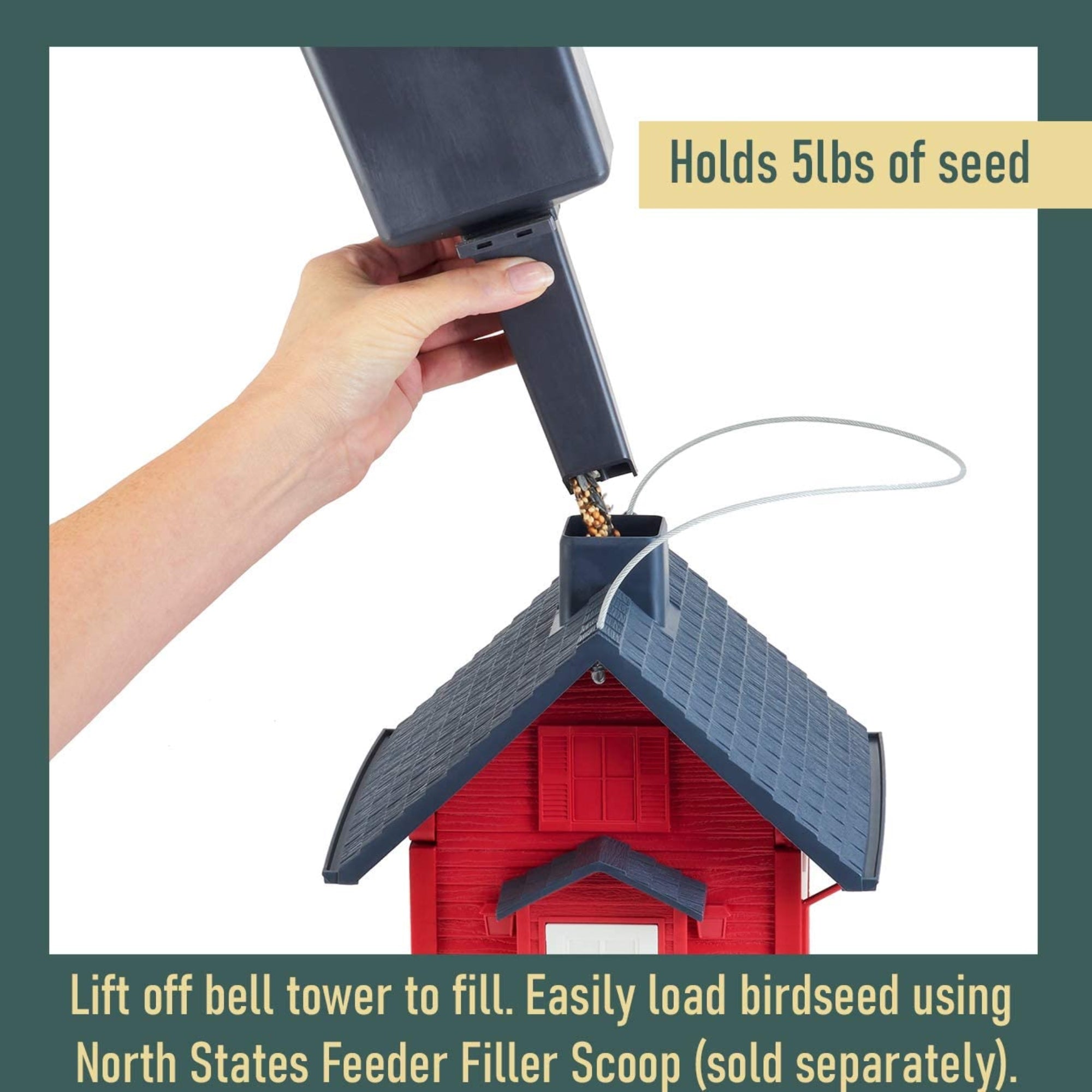 North States Village Collection Squirrel-Proof School House Bird Feeder, 5lb Seed Capacity
