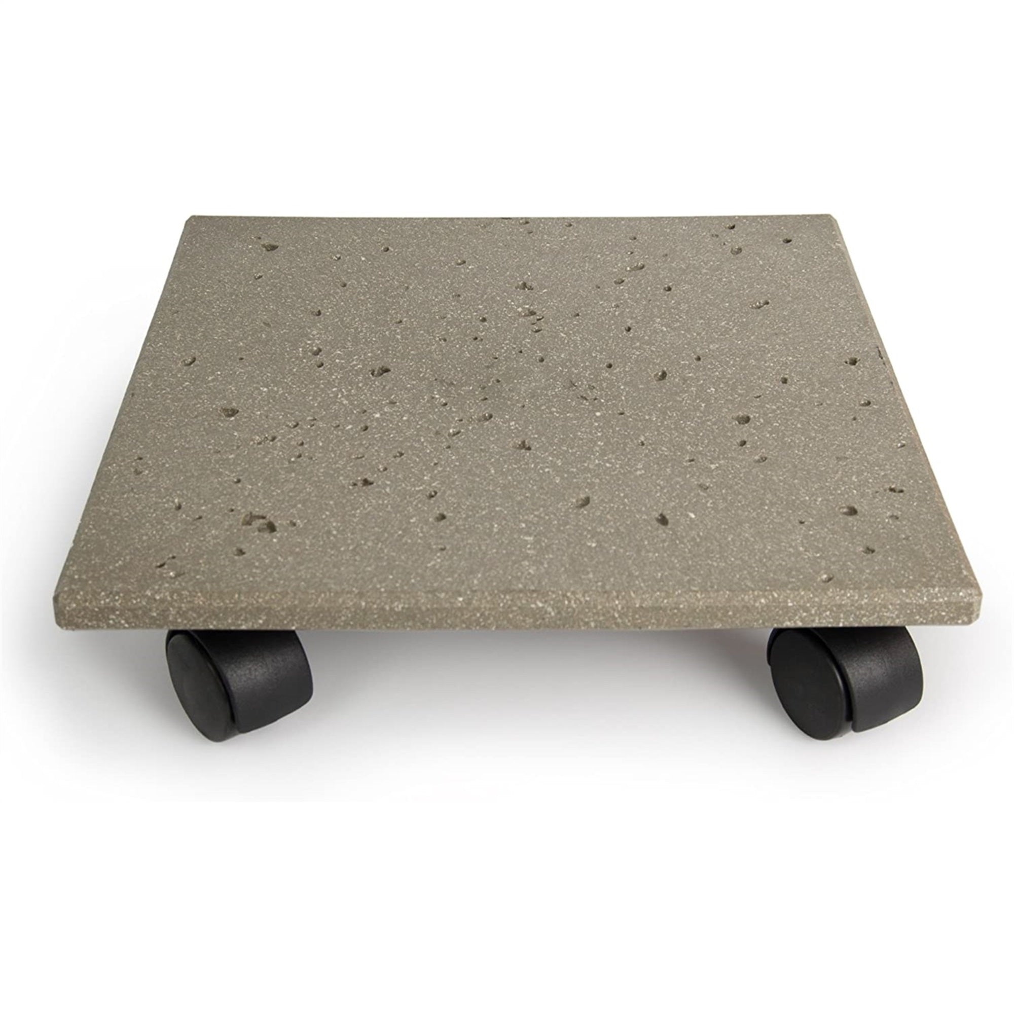 Plastec Terra Stone 12" Heavy-Duty Plant Caddy Recycled Plastic Pot Stand with Wheels– USA Made
