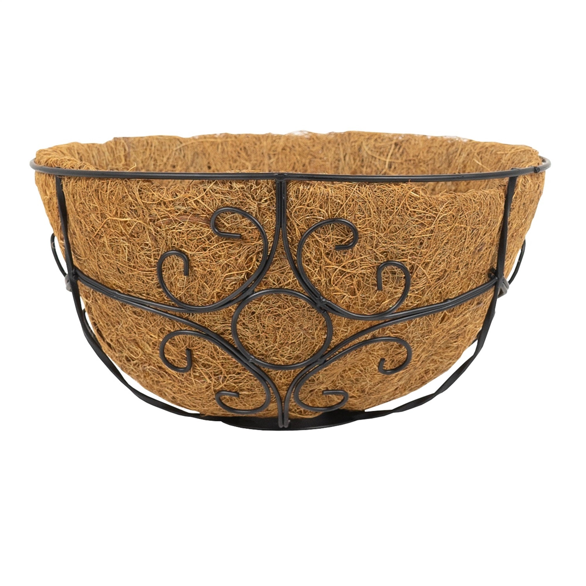 Panacea Outdoor Garden Stakes with Coco-Lined Planter Baskets, Black, 69in (Pack of 2)