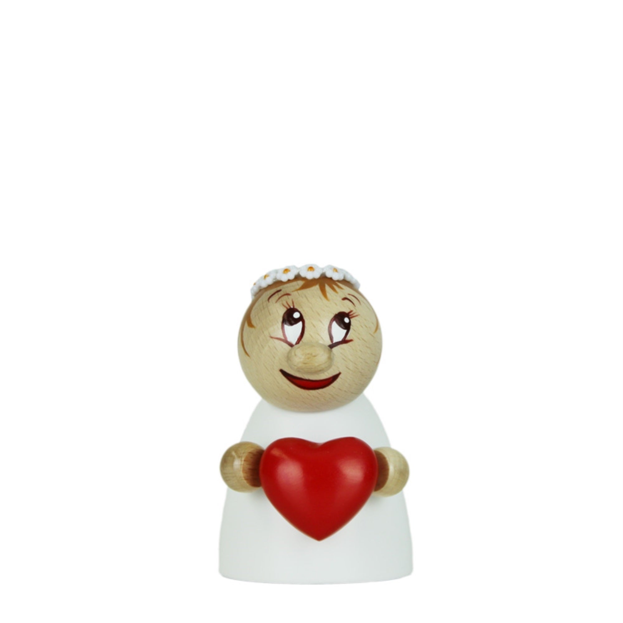Steinbach Wooden Clumsy Mini Collection, Valentine with Daisy Wreath, 4.7"