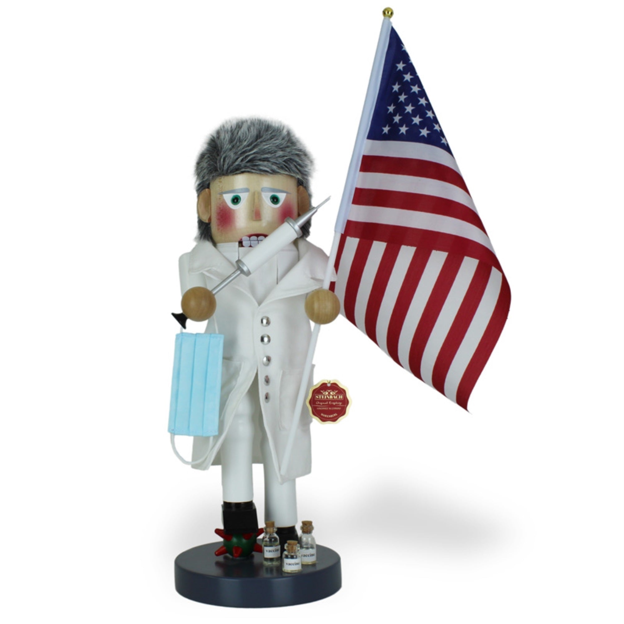 Steinbach Big Nutcracker Collection, Patriot COVID-19 Fighter Nutcracker, 15.5"