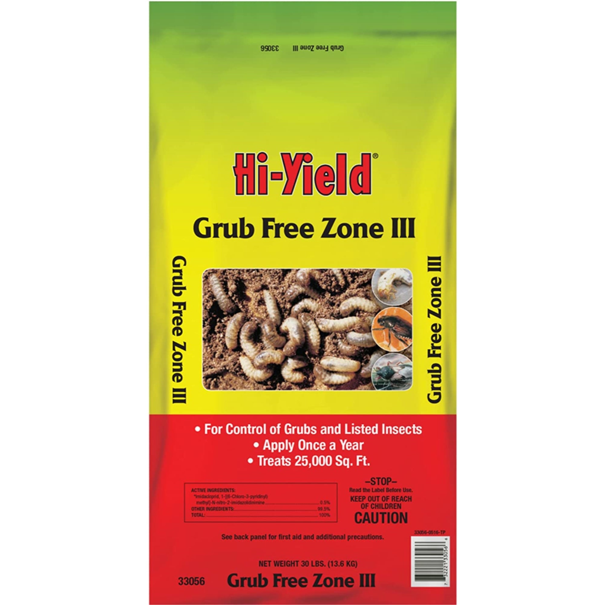 Hi-Yield Grub Free Zone III for Effective Grub & Insect Control for Lawns & Gardens– 30 lbs (Covers 25,000 sq ft)