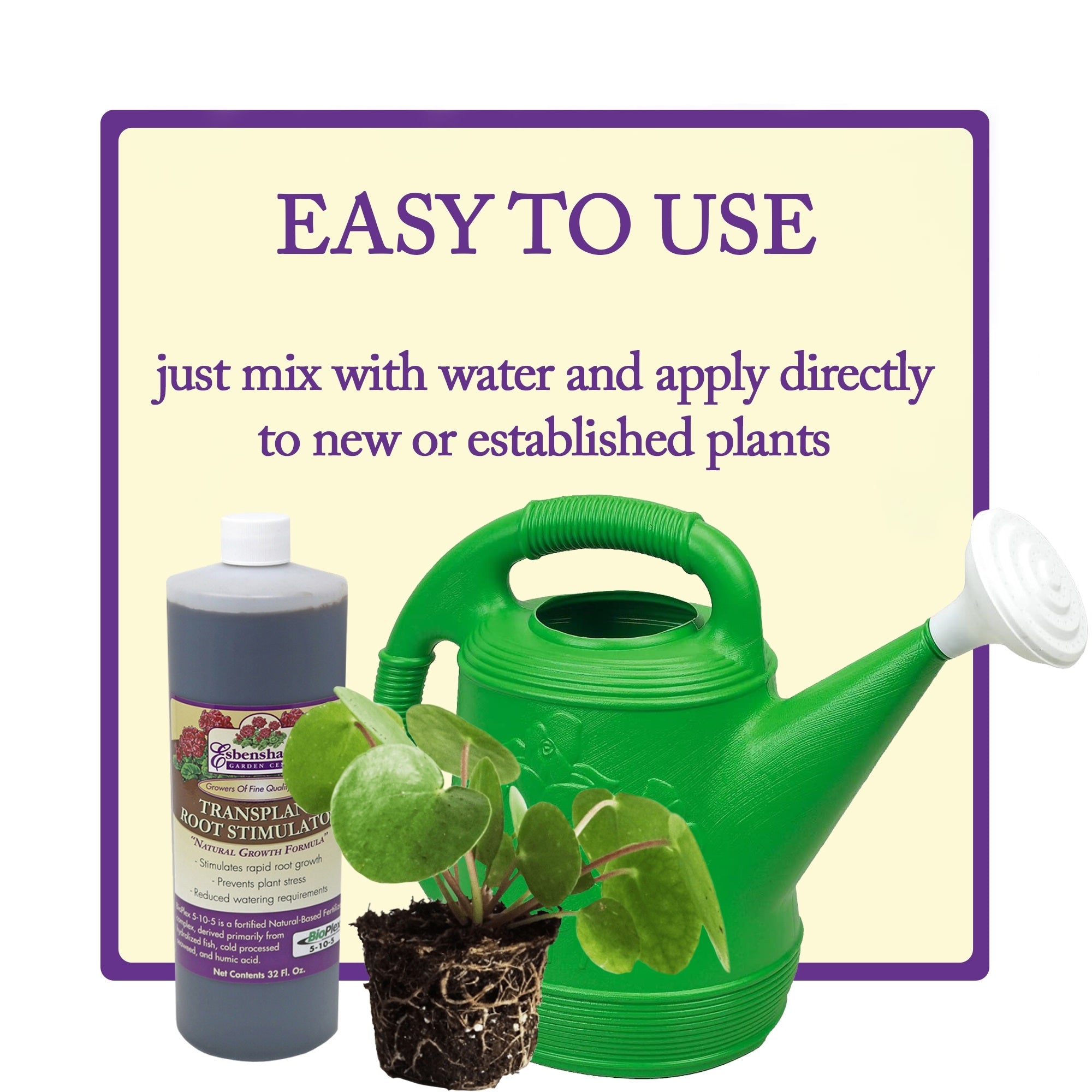 Esbenshade’s Transplant Root Stimulator 5-10-5 Fertilizer, 32oz