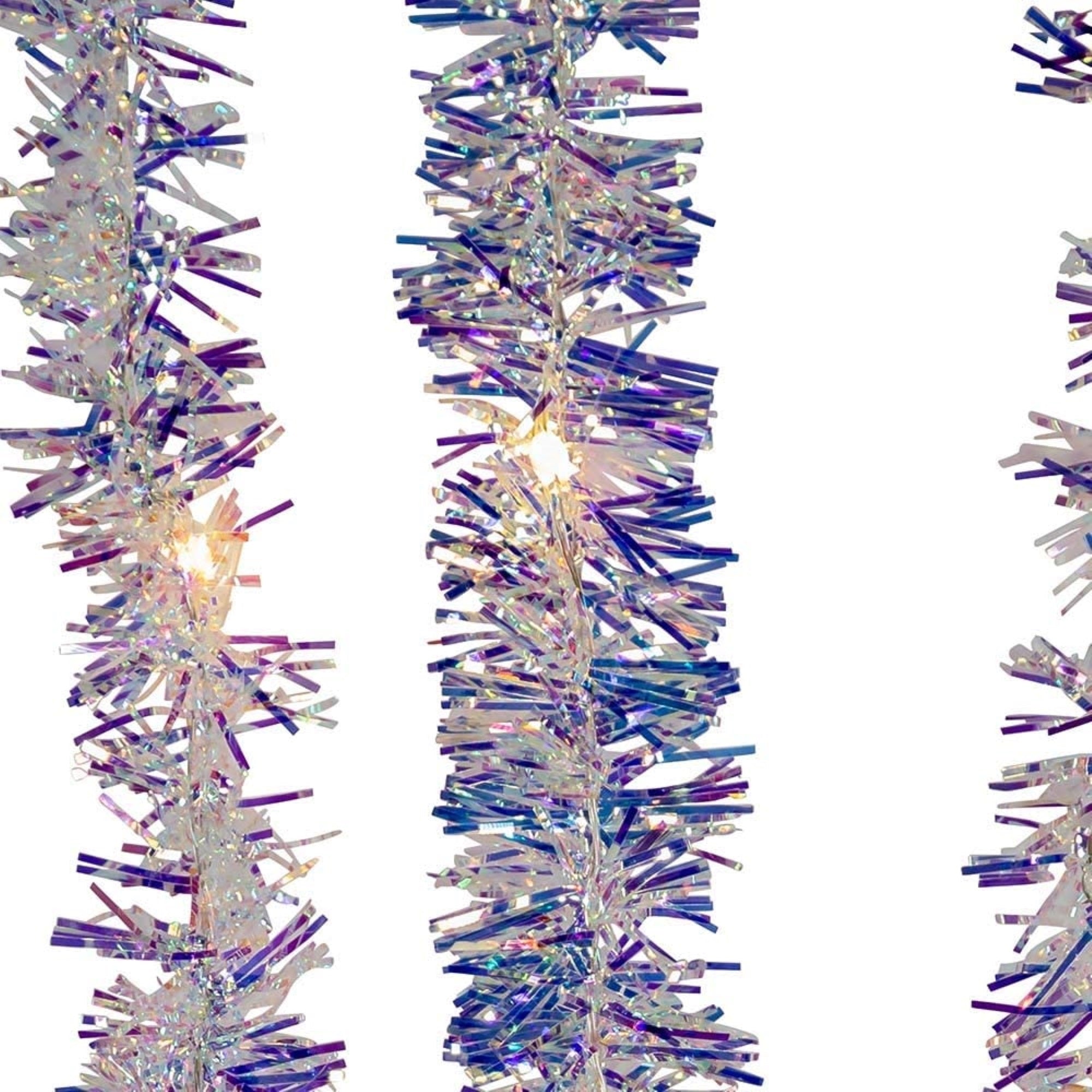 Kurt Adler Battery Operated Pre-Lit LED Iridescent Tinsel Garland, 6.5ft
