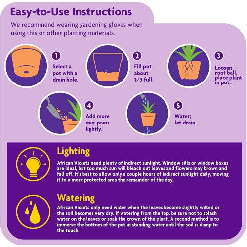 Miracle‑Gro African Violet Potting Mix — Specially Formulated, Slow-Release, 8qt