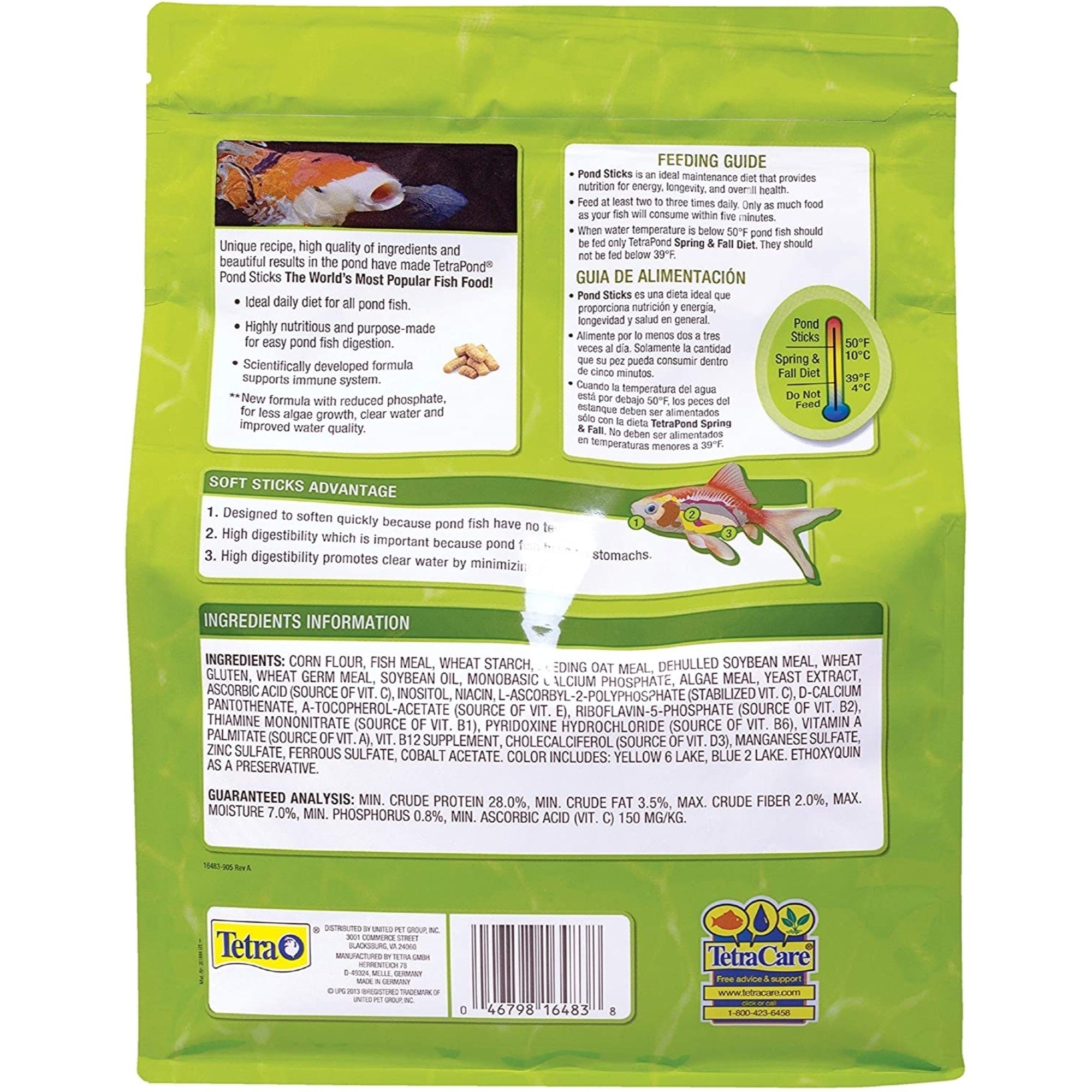 TetraPond Pond Sticks Fish Food for Goldfish and Koi, 1.72lbs