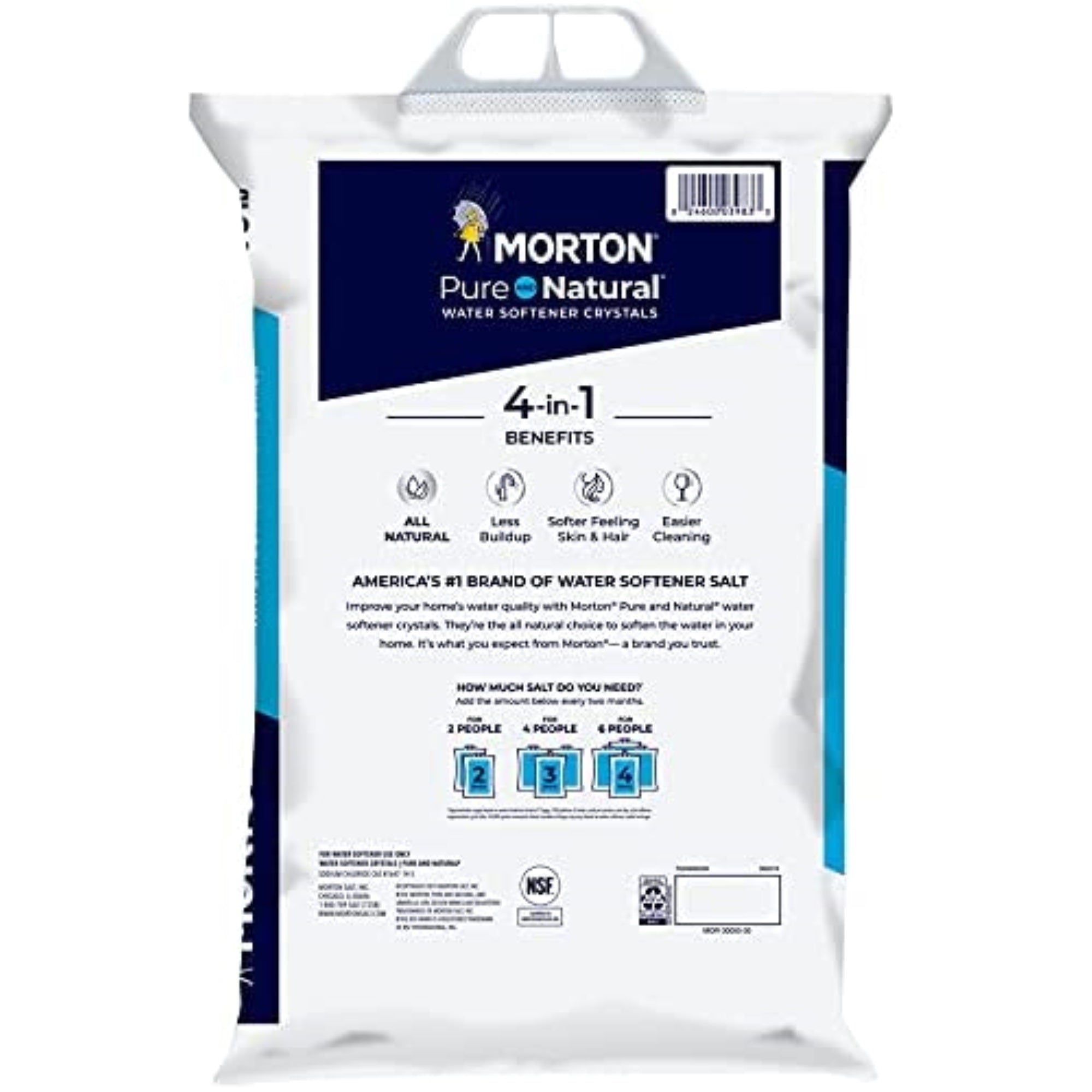 Morton Pure and Natural Water Softener Crystals, 4-in-1 Benefits, 40lbs