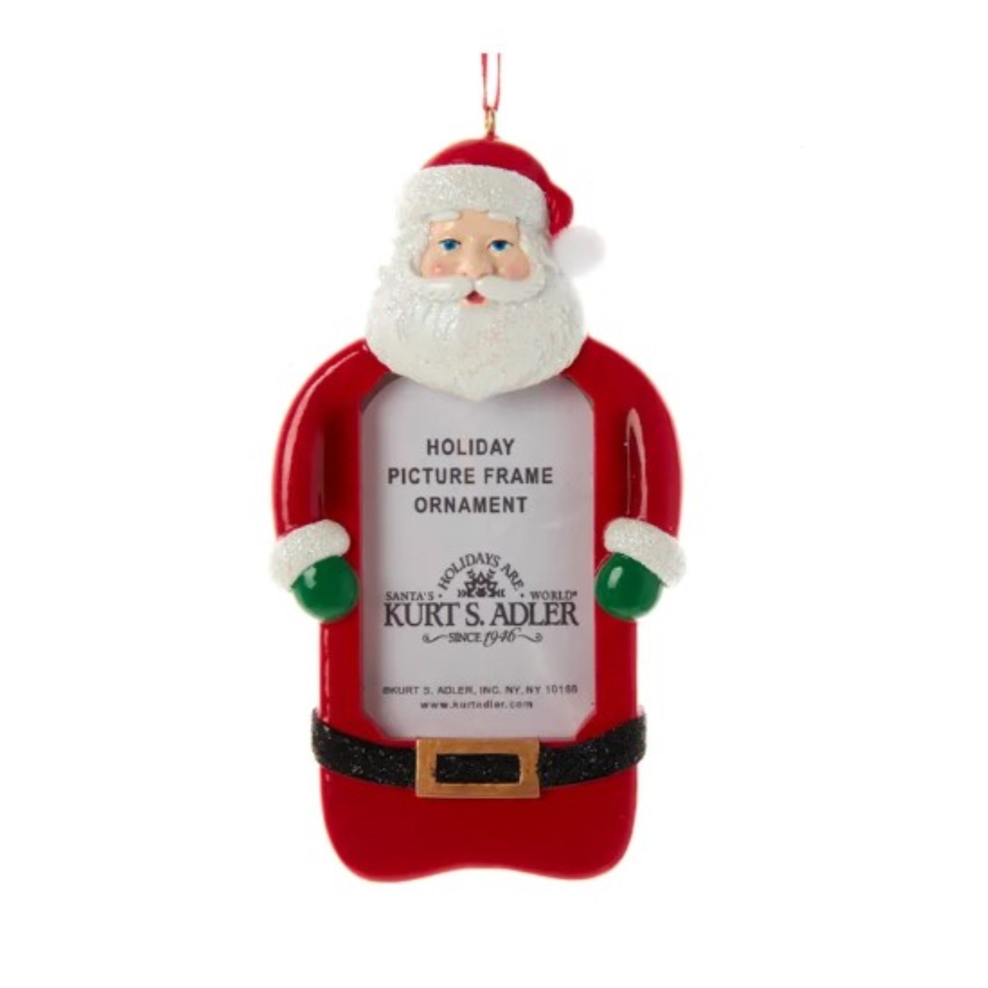 Kurt Adler Resin Ornament for Christmas Tree, Santa Picture Frame