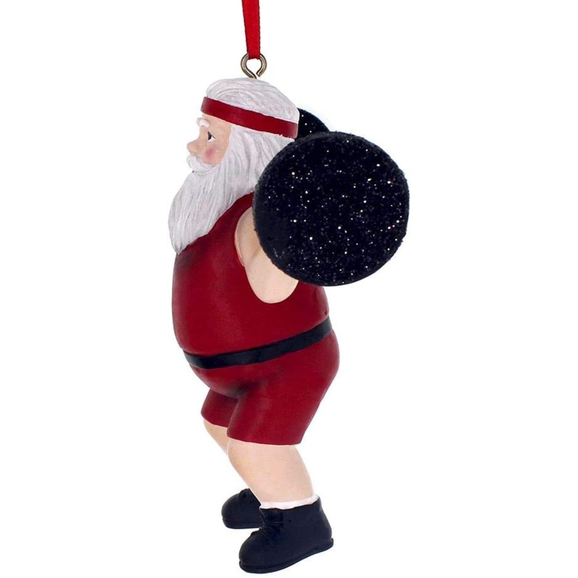 Kurt Adler Resin Christmas Tree Ornament, Santa Weightlifter