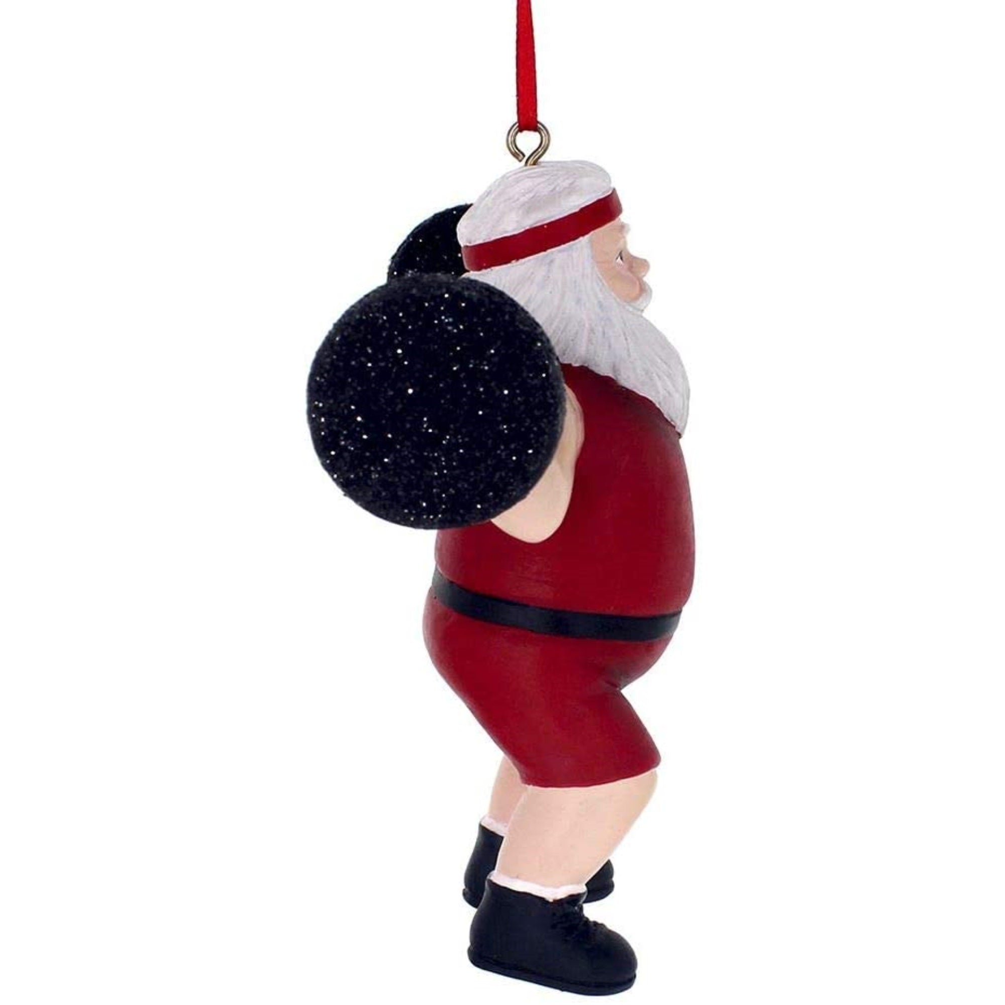Kurt Adler Resin Christmas Tree Ornament, Santa Weightlifter