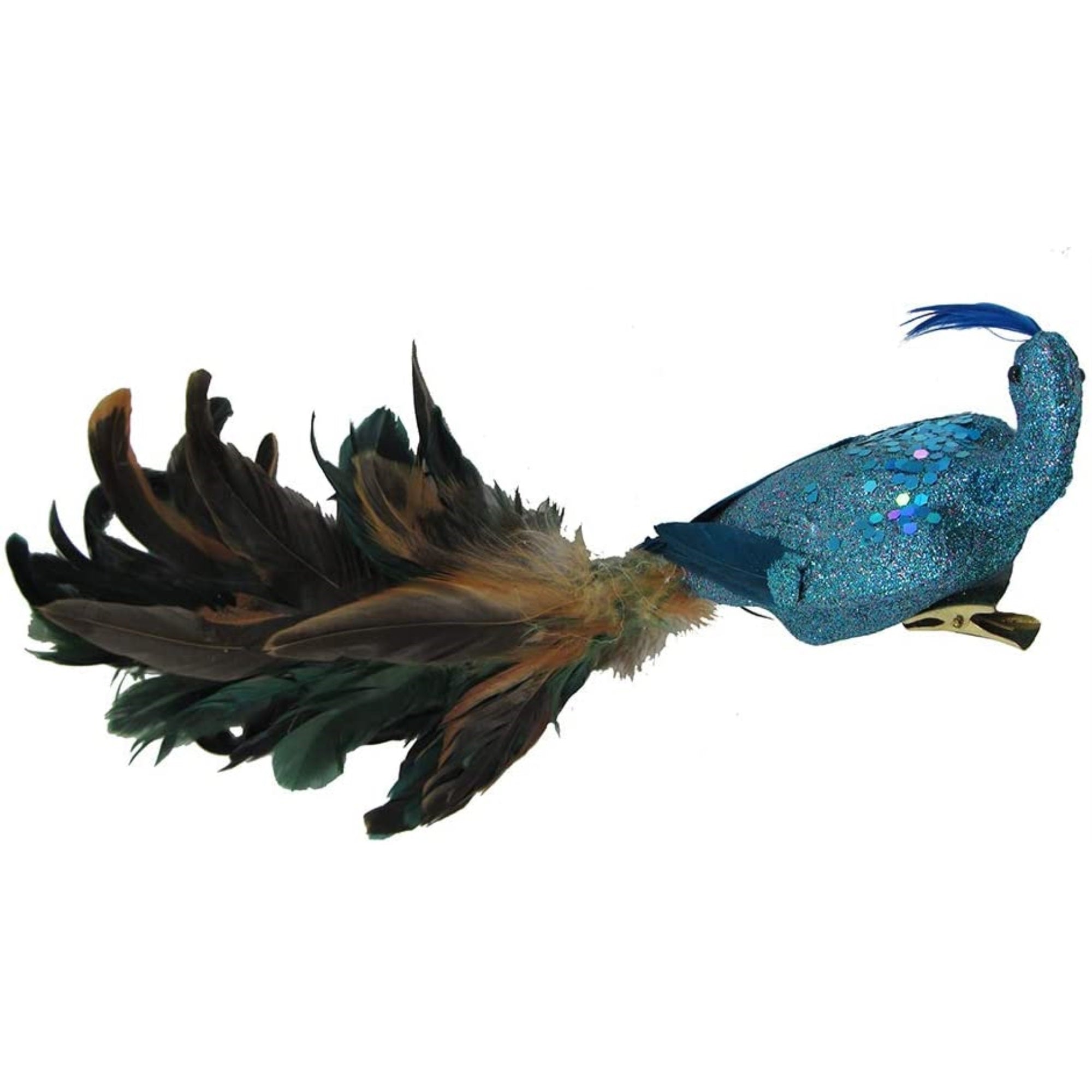 Kurt Adler Decorative Feather Peacock with Clip, 18” Long