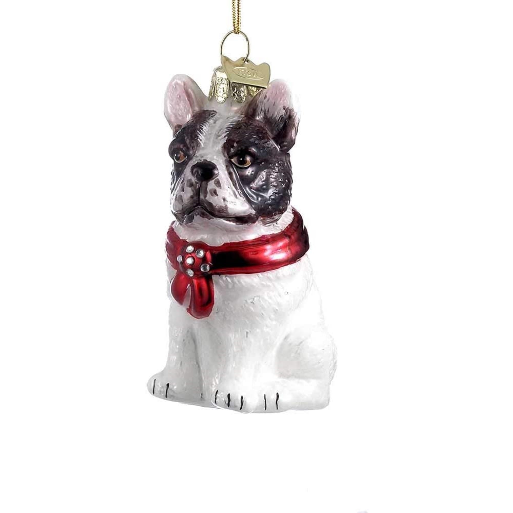 Kurt Adler Noble Gems Glass Ornament for Christmas Tree, French Bulldog