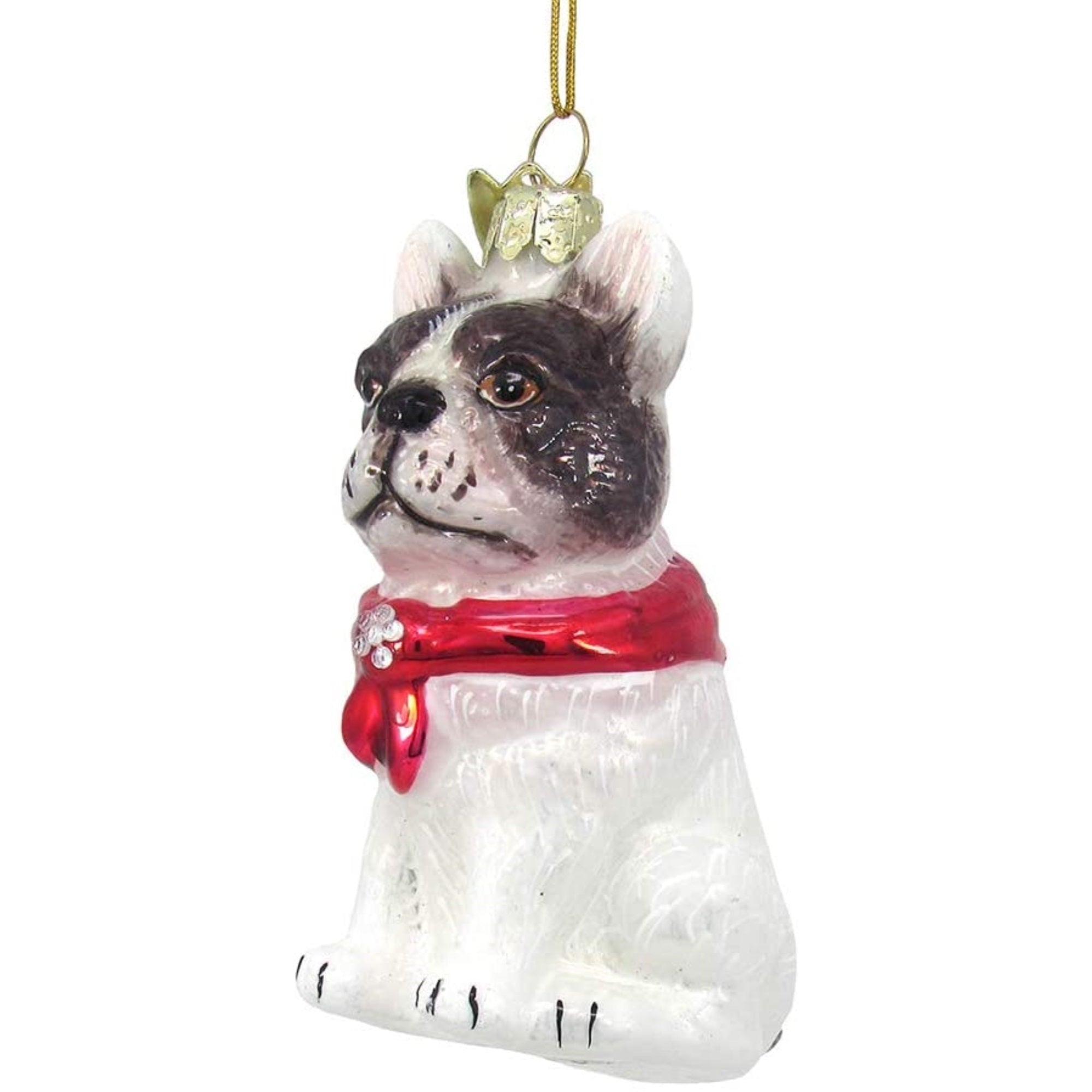 Kurt Adler Noble Gems Glass Ornament for Christmas Tree, French Bulldog