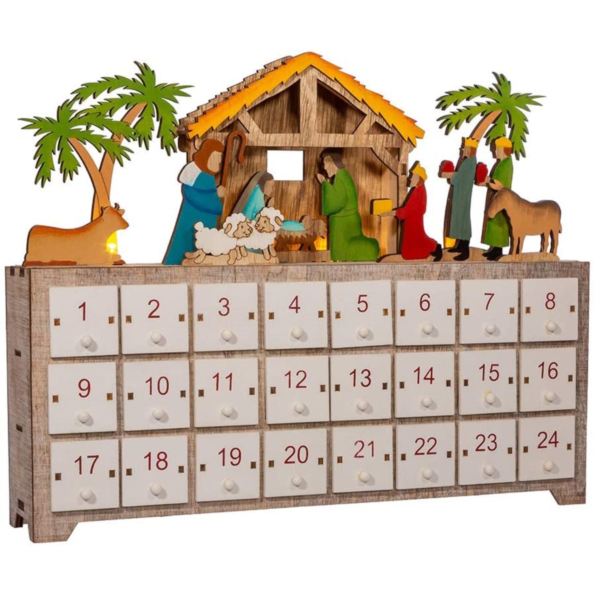Kurt Adler Battery-Operated Light-Up LED Nativity Advent Calendar