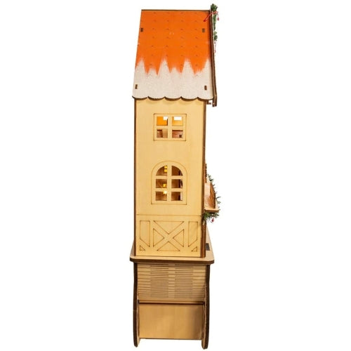 Kurt Adler Battery-Operated Wooden LED Lighted Tabletop Decoration, Wagon Village Scene, 18.9"