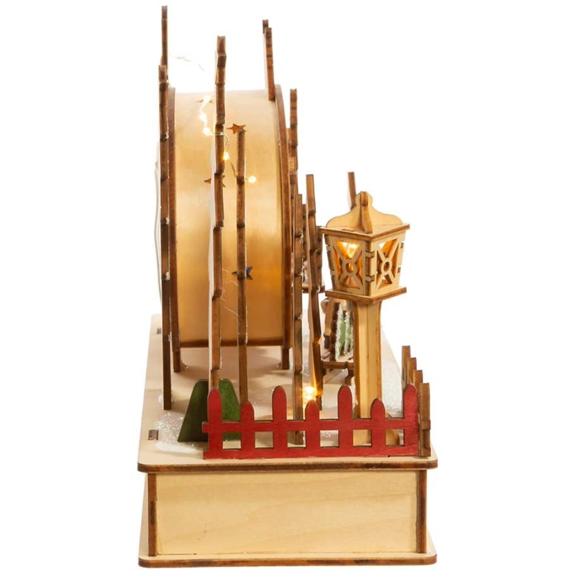 Kurt Adler Battery-Operated Wooden LED Lighted Tabletop Decoration, Camping Scene, 7"