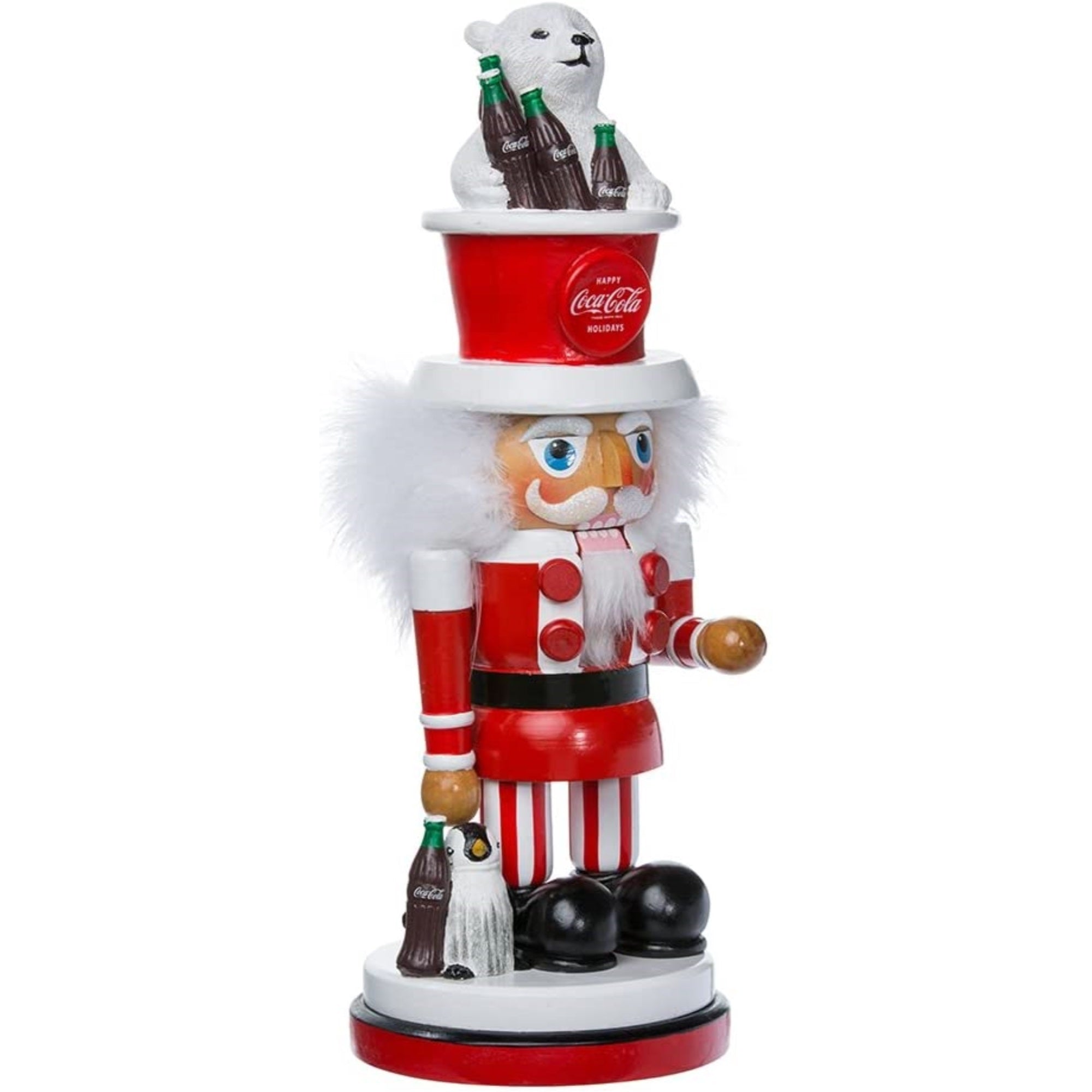 Kurt Adler Wooden Hollywood Nutcracker Collection, Coca-Cola Polar Bear Hat, 15"