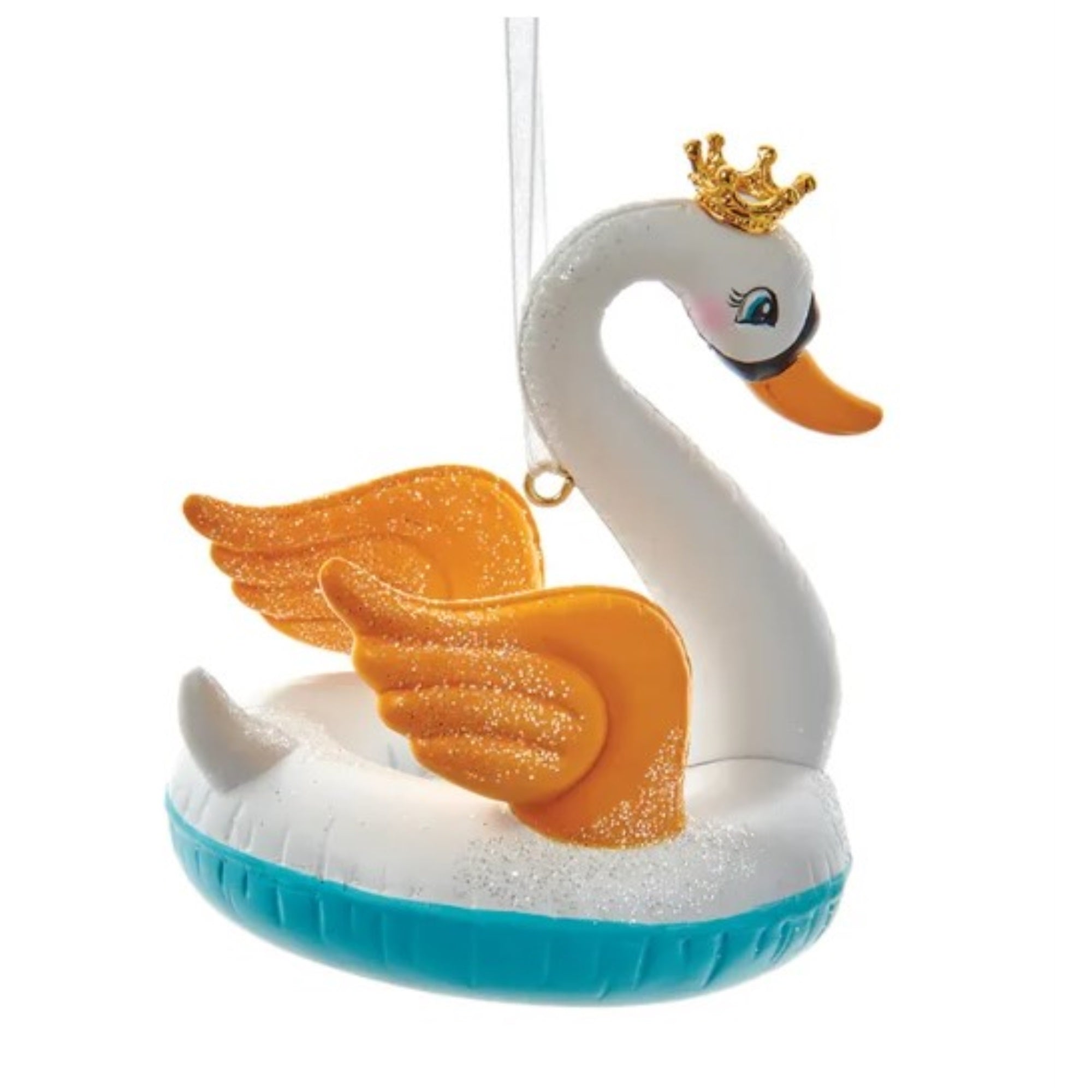 Kurt Adler Resin Ornament for Christmas Tree, Swan In Float