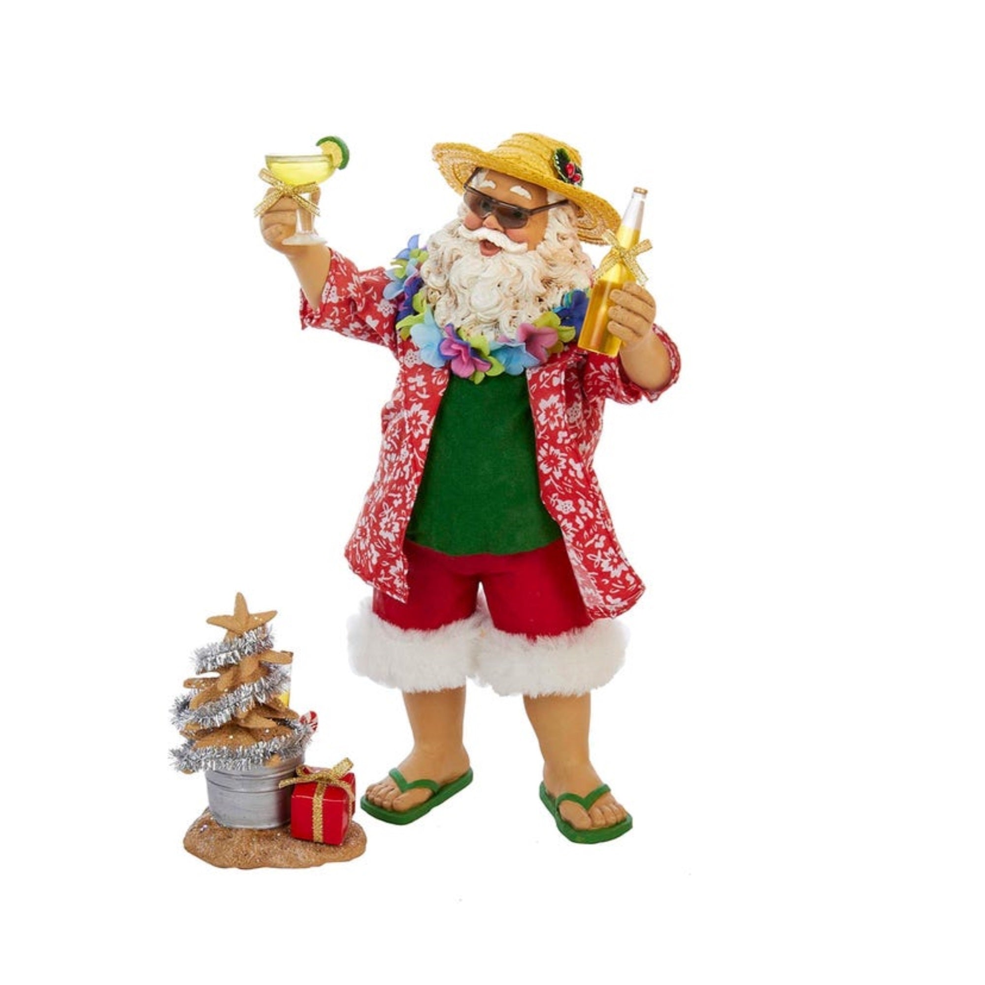 Kurt Adler Fabriche Beach Santa Christmas Figurine, 10", 2-Piece Set