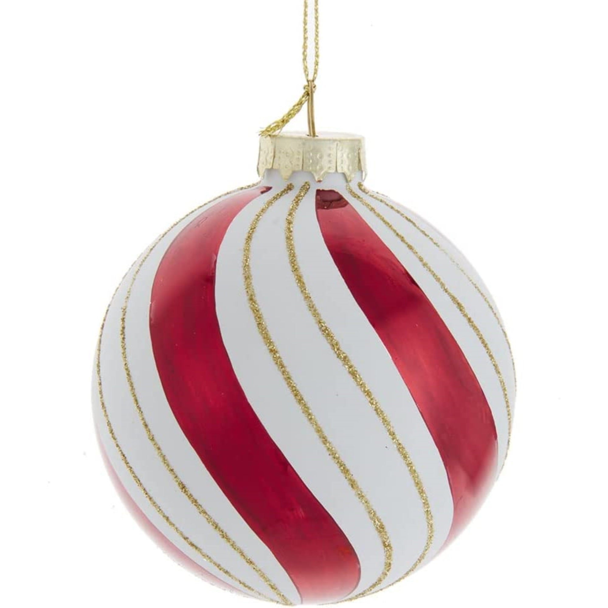 Kurt Adler Christmas Gold, Red and White Glass Ball Ornaments, 6-Piece Box