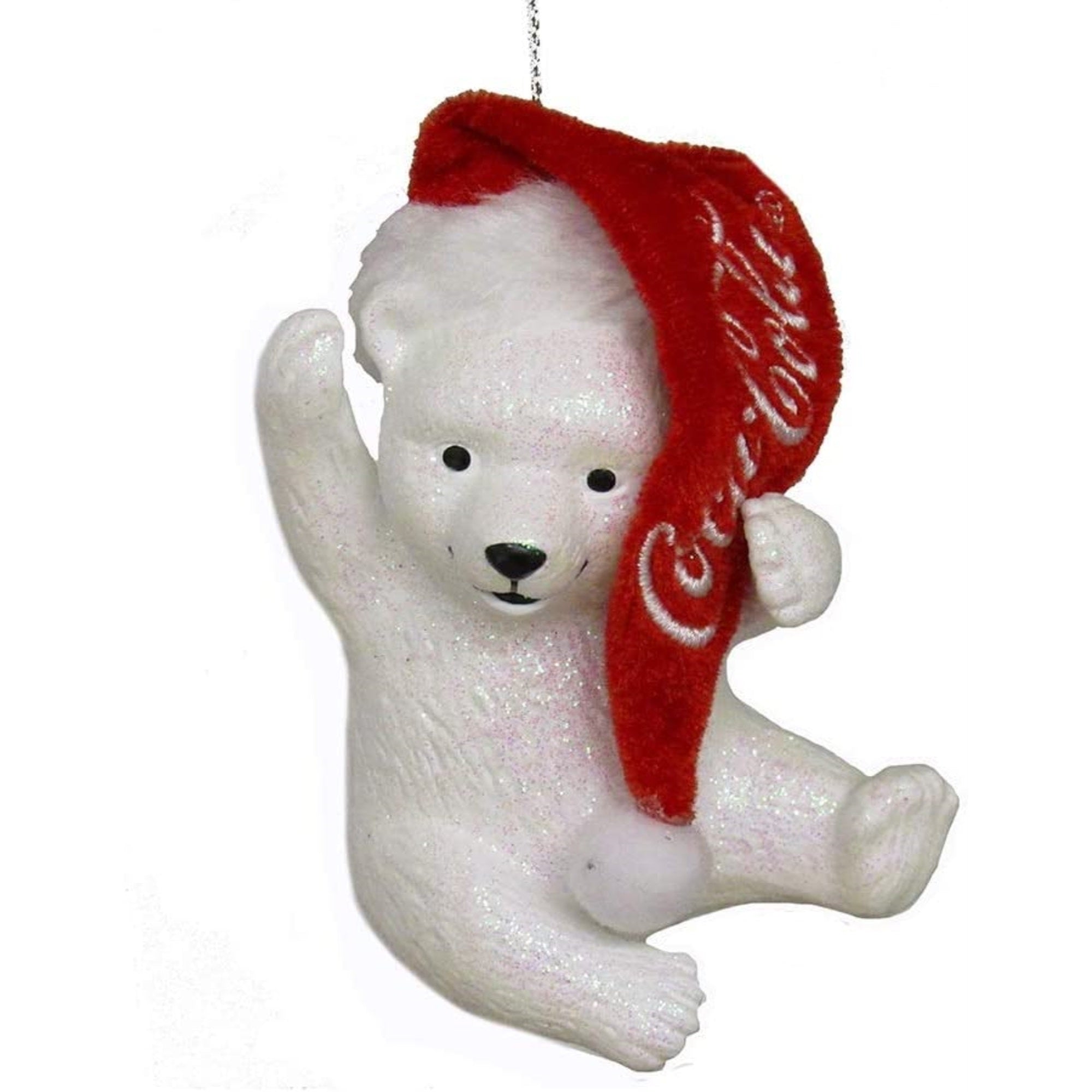 Kurt Adler Plastic Ornament for Christmas Tree, Coca-Cola Polar Bear Cub with Hat