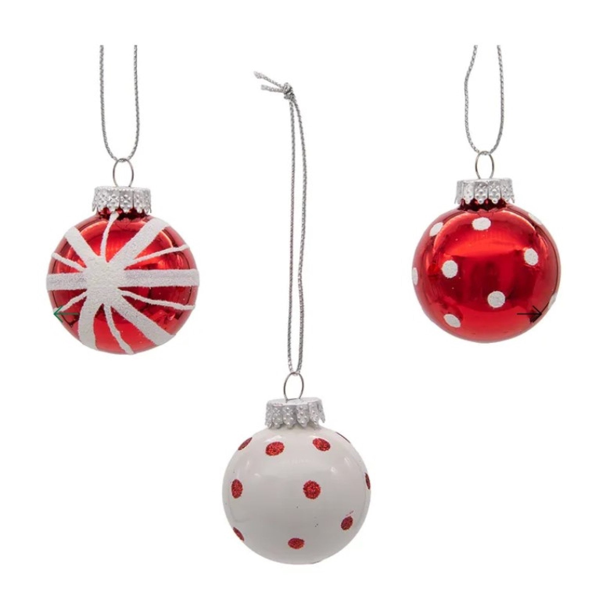 Kurt Adler Glass Ball Ornaments, Red and White, 9-Piece Set