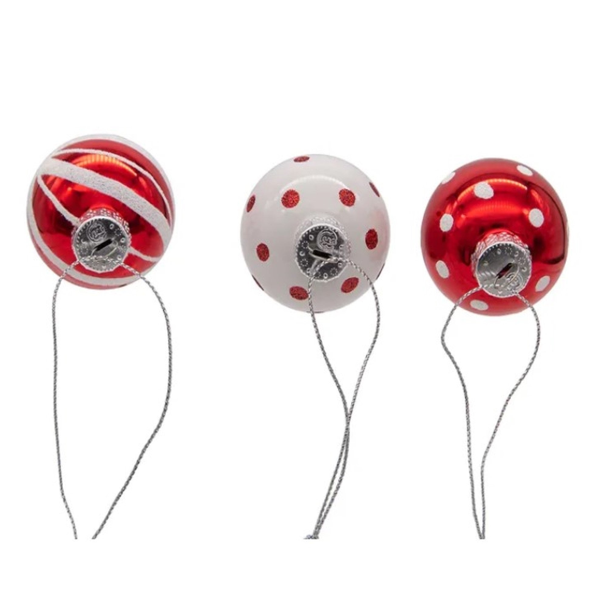 Kurt Adler Glass Ball Ornaments, Red and White, 9-Piece Set