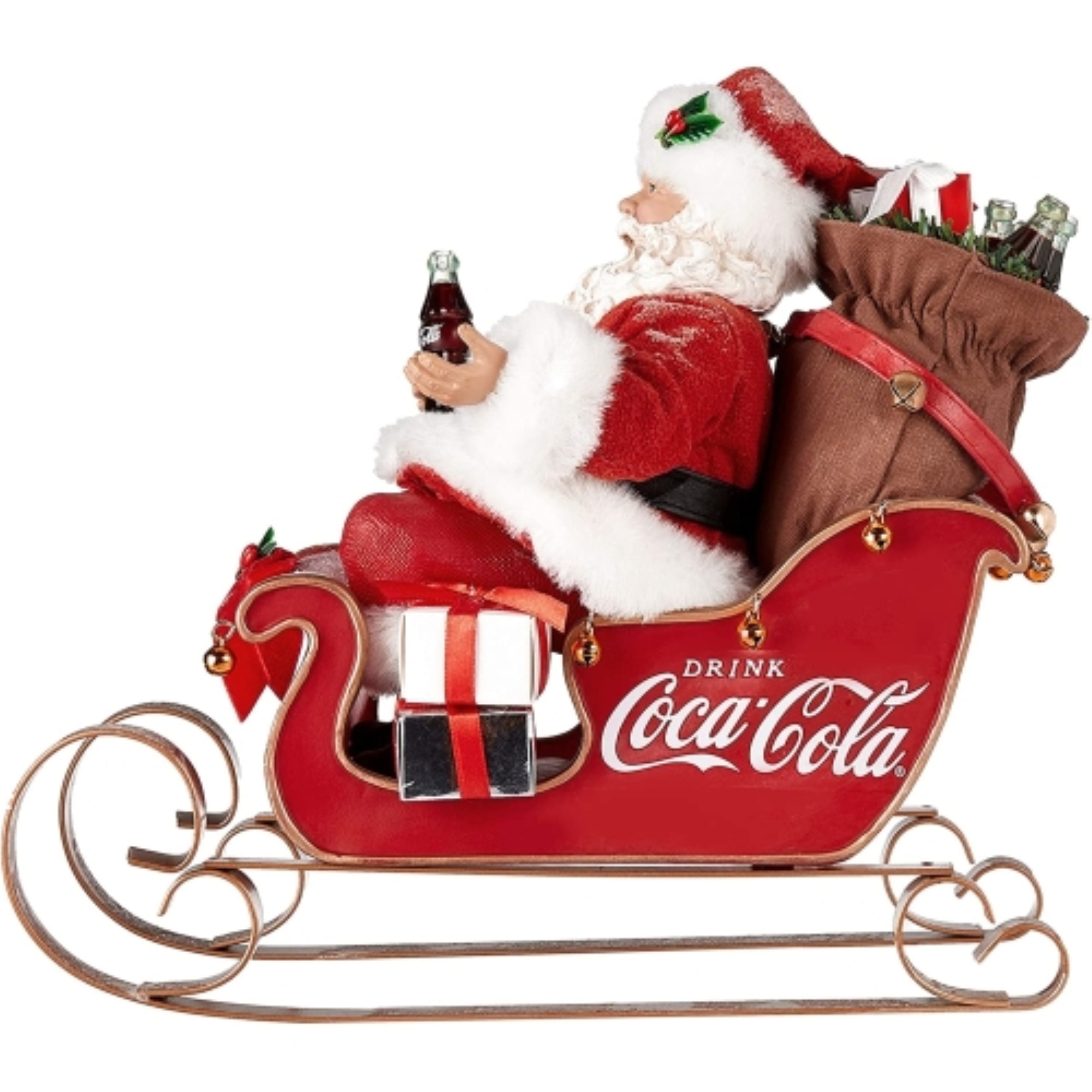 Kurt Adler Fabriche Coca-Cola Santa in Sleigh Tabletop Decoration, 10"
