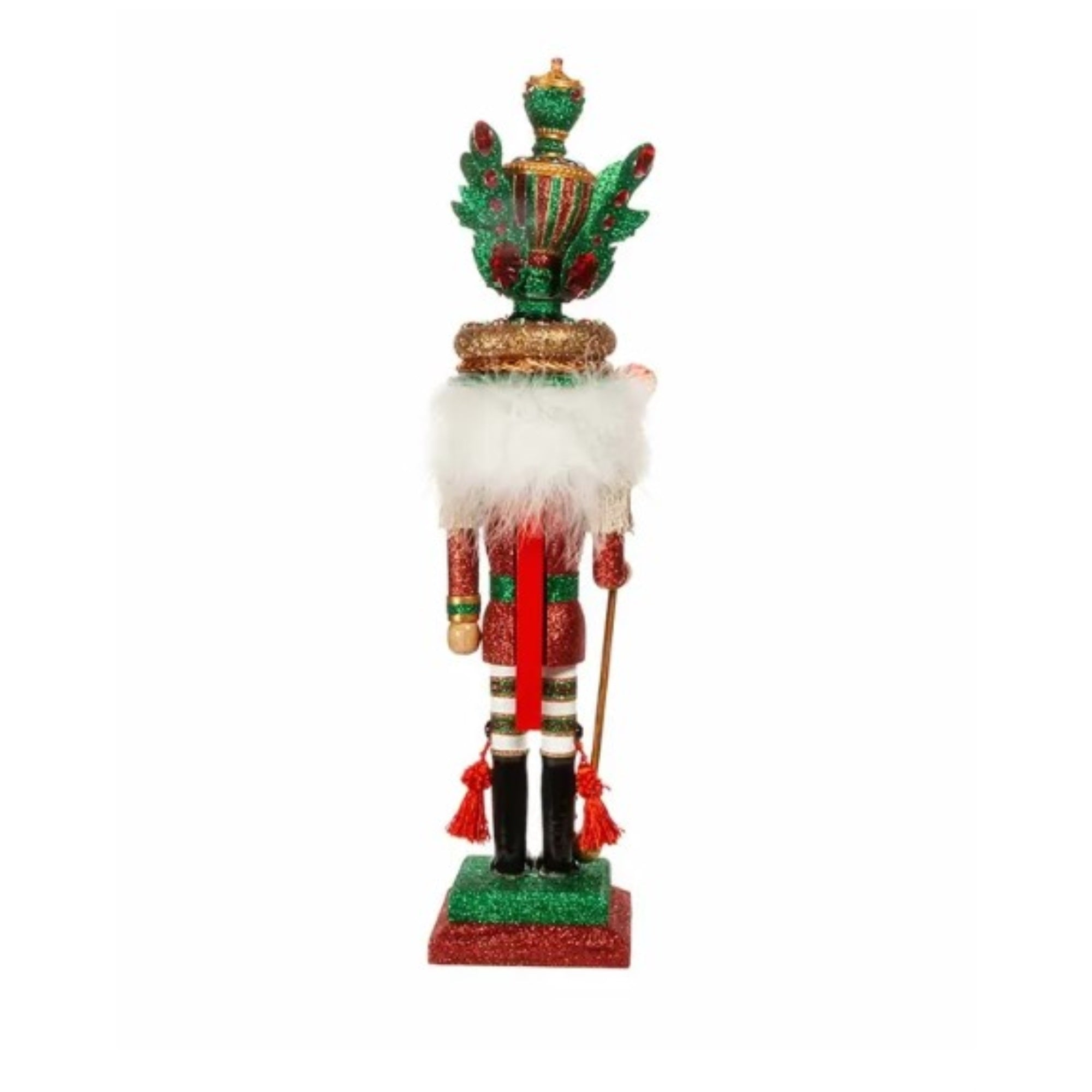 Kurt Adler Hollywood Nutcrackers Red and Green Leaves Hat Nutcracker, 18"