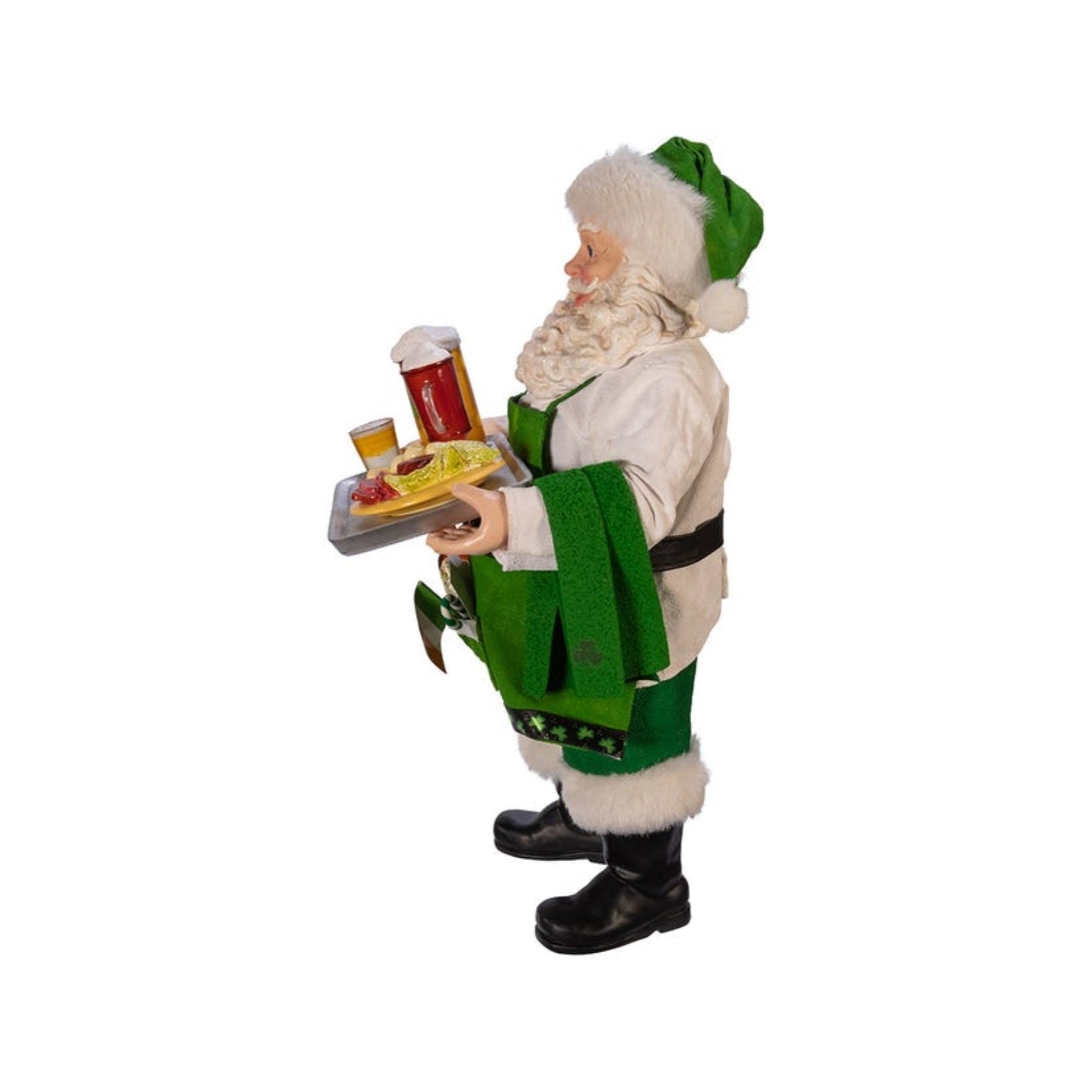 Kurt Adler Fabriche Collection, Musical Irish Chef Santa, 10.5"
