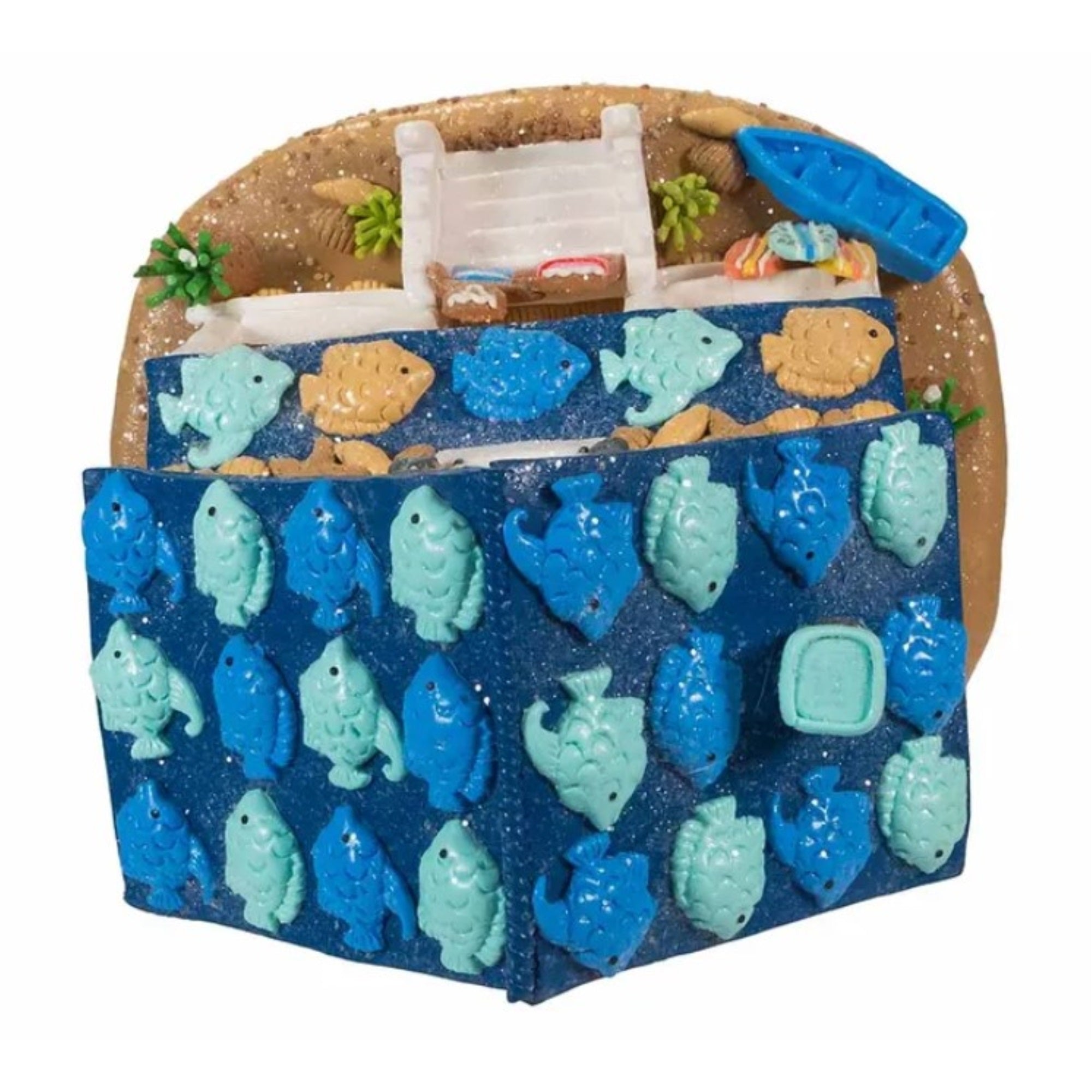 Kurt Adler Corded Pre-Lit Table Piece, Gingerbread Beach House, 8"