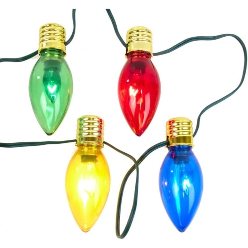 Kurt Adler Indoor/Outdoor String UL 10-Light Set, Giant C7 Bulbs, Multi-Colored, 12'