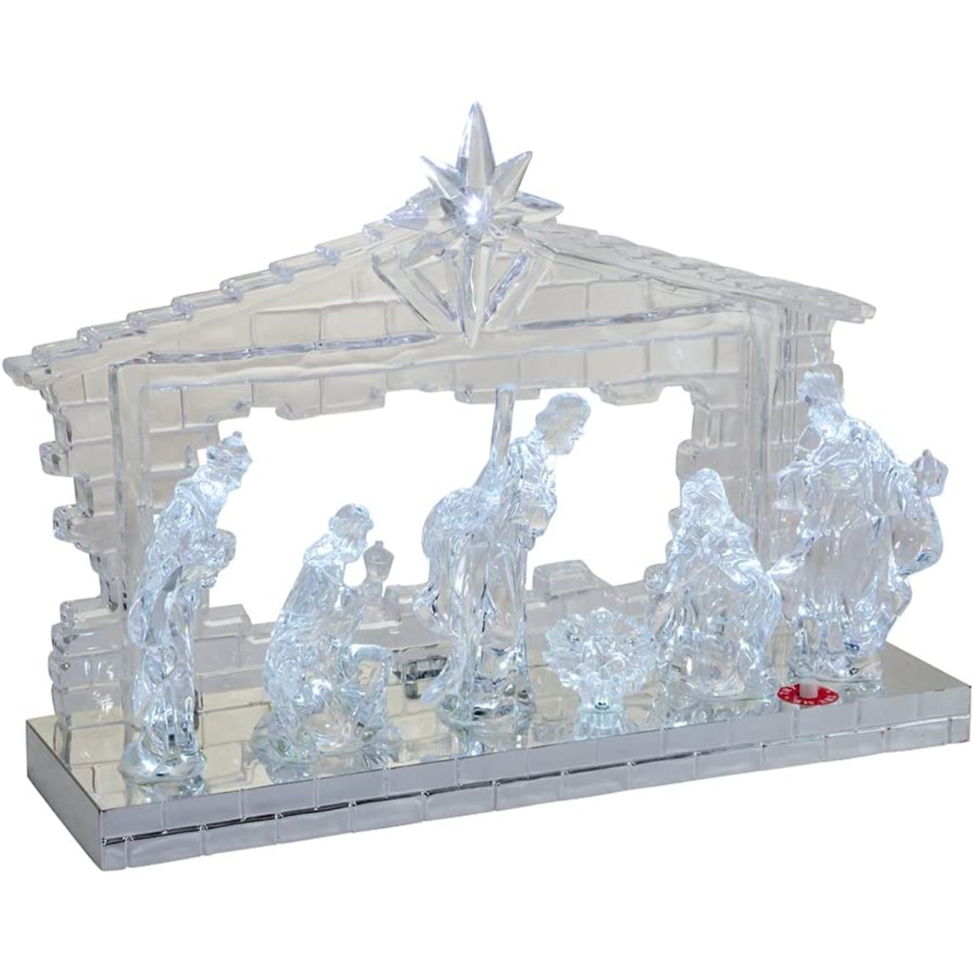 Kurt Adler Battery-Operated Clear Light-Up Musical Nativity Scene, 8.7”