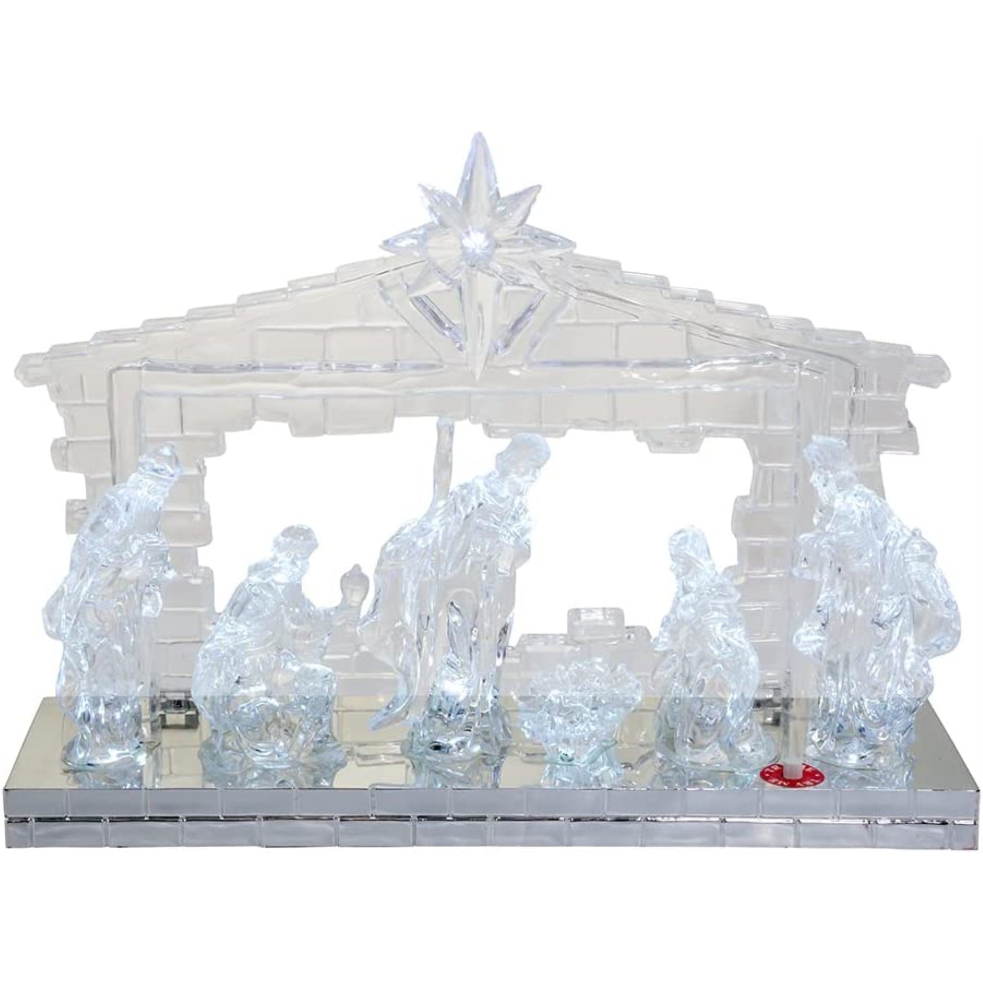 Kurt Adler Battery-Operated Clear Light-Up Musical Nativity Scene, 8.7”