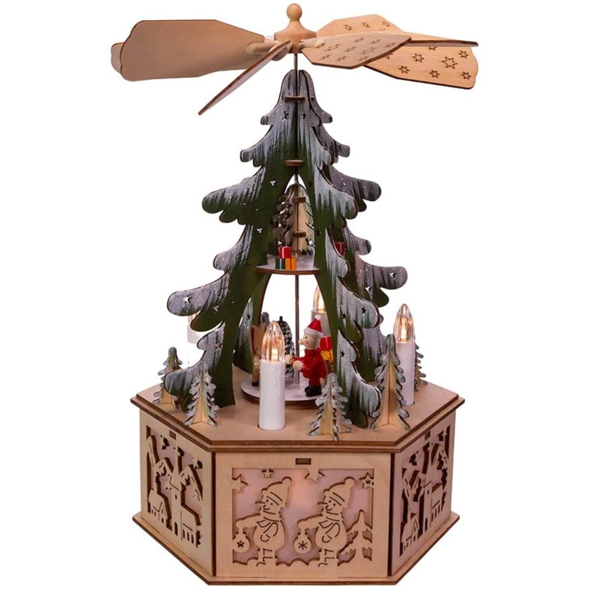 Kurt Adler Battery-Operated Musical LED Christmas Tree Windmill Scene, 11"