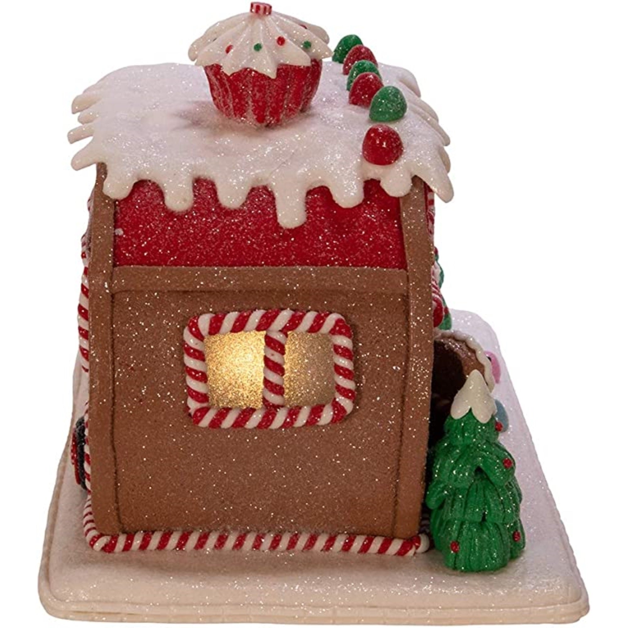 Kurt Adler Battery-Operated LED Lighted Table Piece, Gingerbread Camper House, 6"