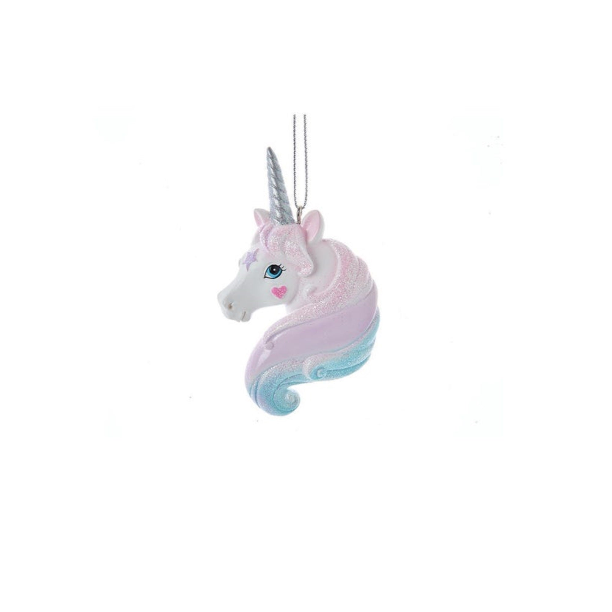 Kurt Adler Resin Ornament for Christmas Tree, Unicorn Head