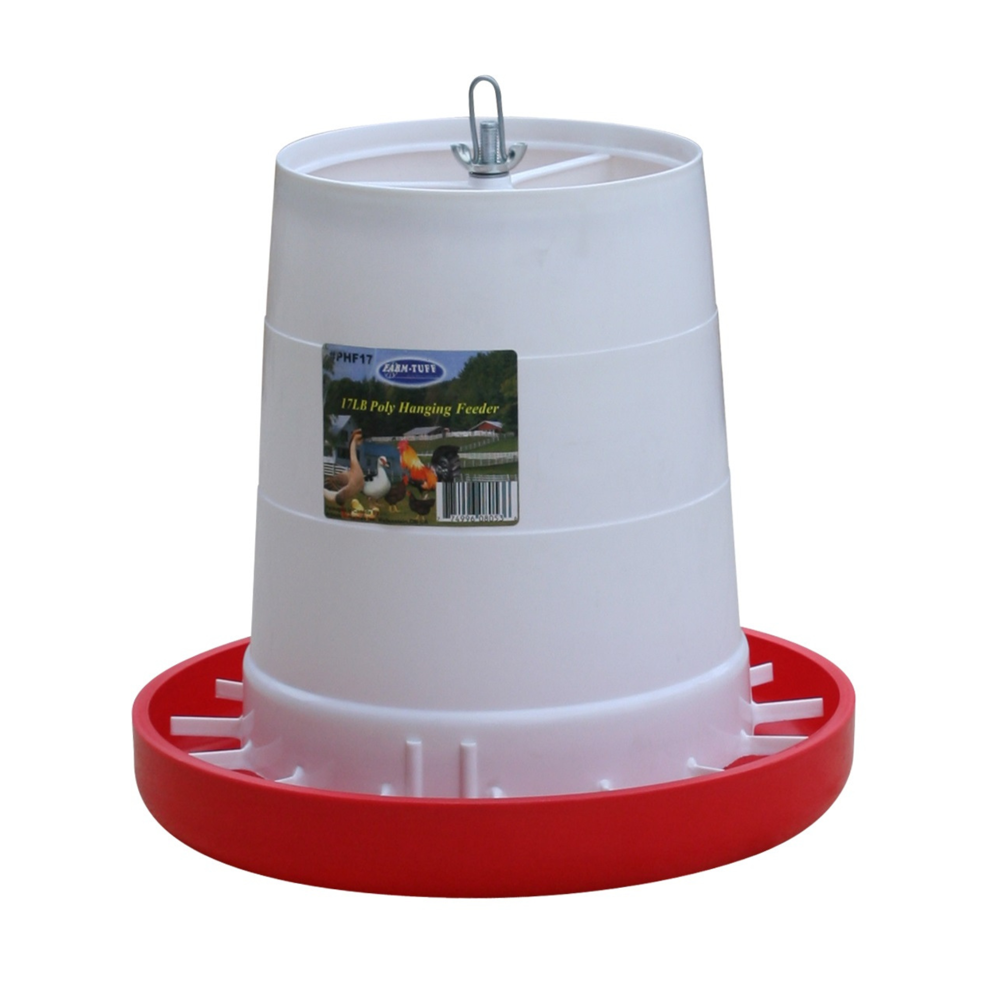FARM-TUFF Durable Outdoor Hanging Plastic Automatic Poultry Feeder with Customizable Flow Rates for Chickens