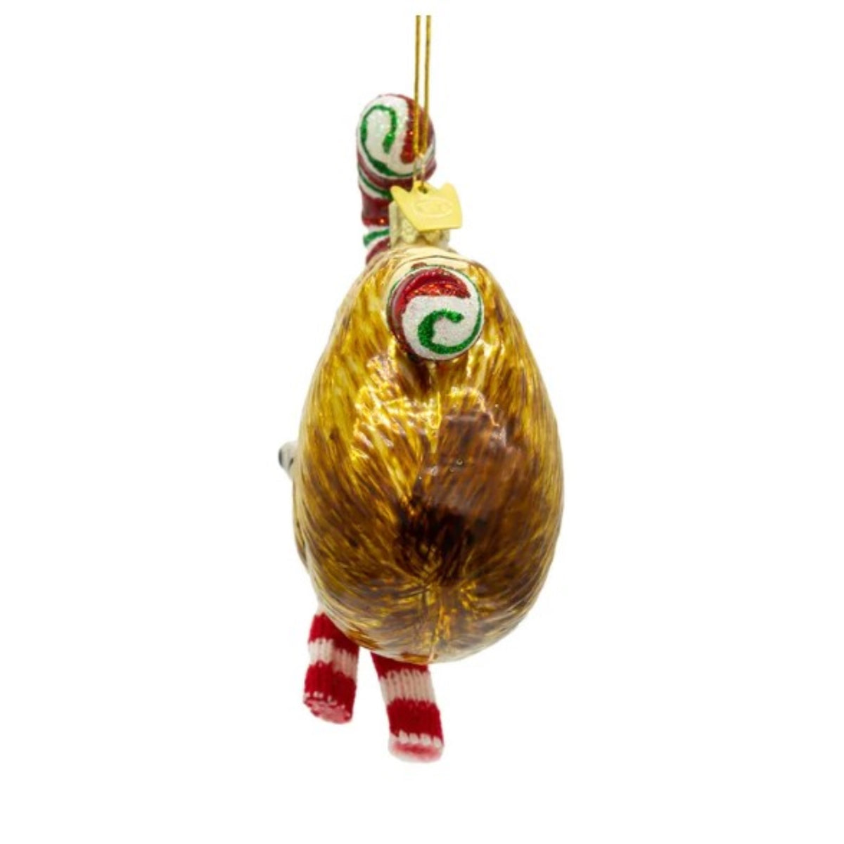 Kurt Adler Noble Gems Glass Ornament for Christmas Tree, Sloth with Candy Cane