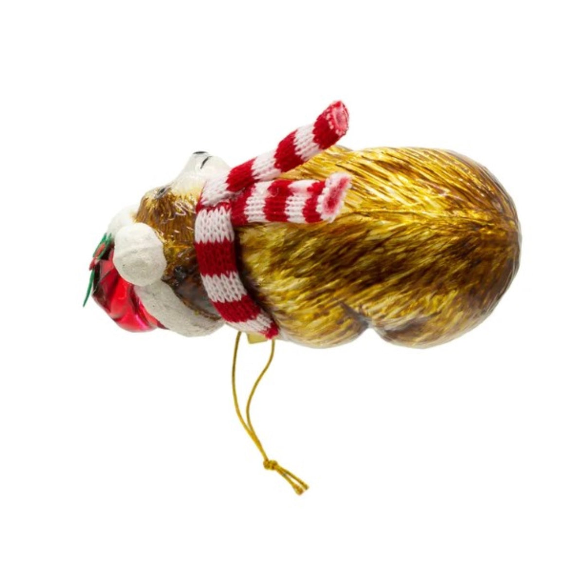 Kurt Adler Noble Gems Glass Ornament for Christmas Tree, Sloth with Candy Cane
