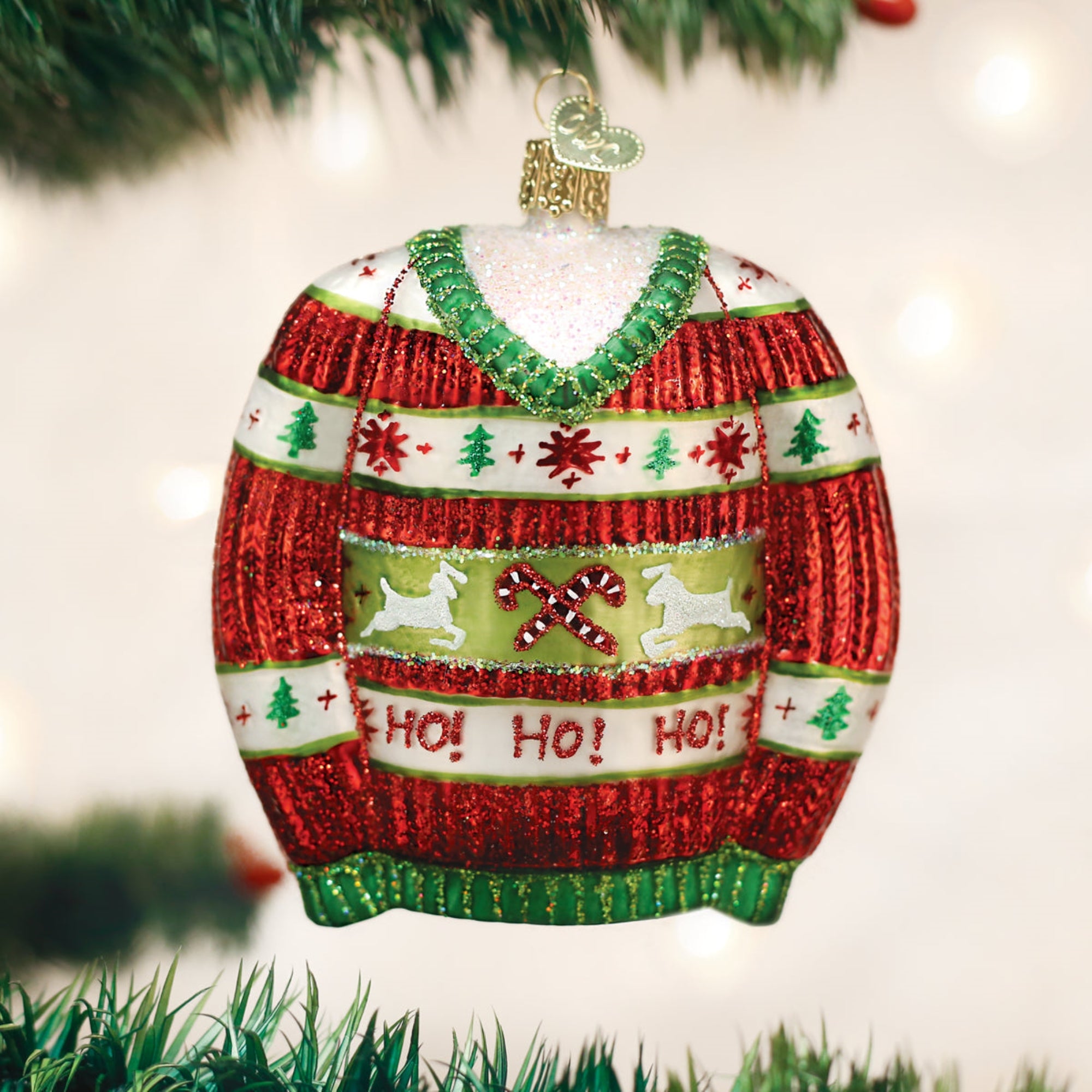 Old World Christmas Blown Glass Ornament for Christmas Tree, Festive Christmas Sweater