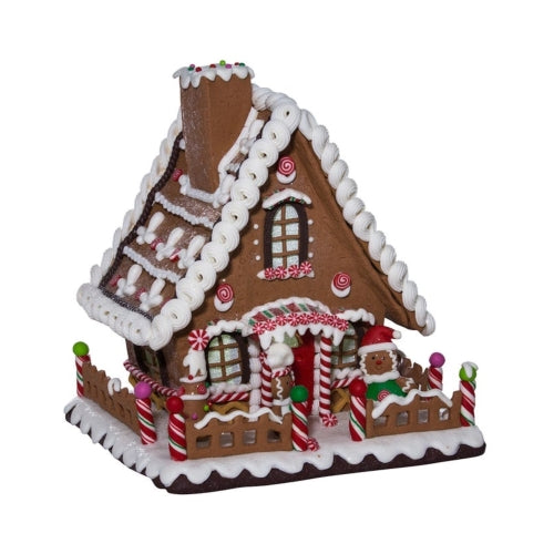 Kurt Adler Battery-Operated Lighted Claydough Tabletop Holiday Decor, Gingerbread House, 10"