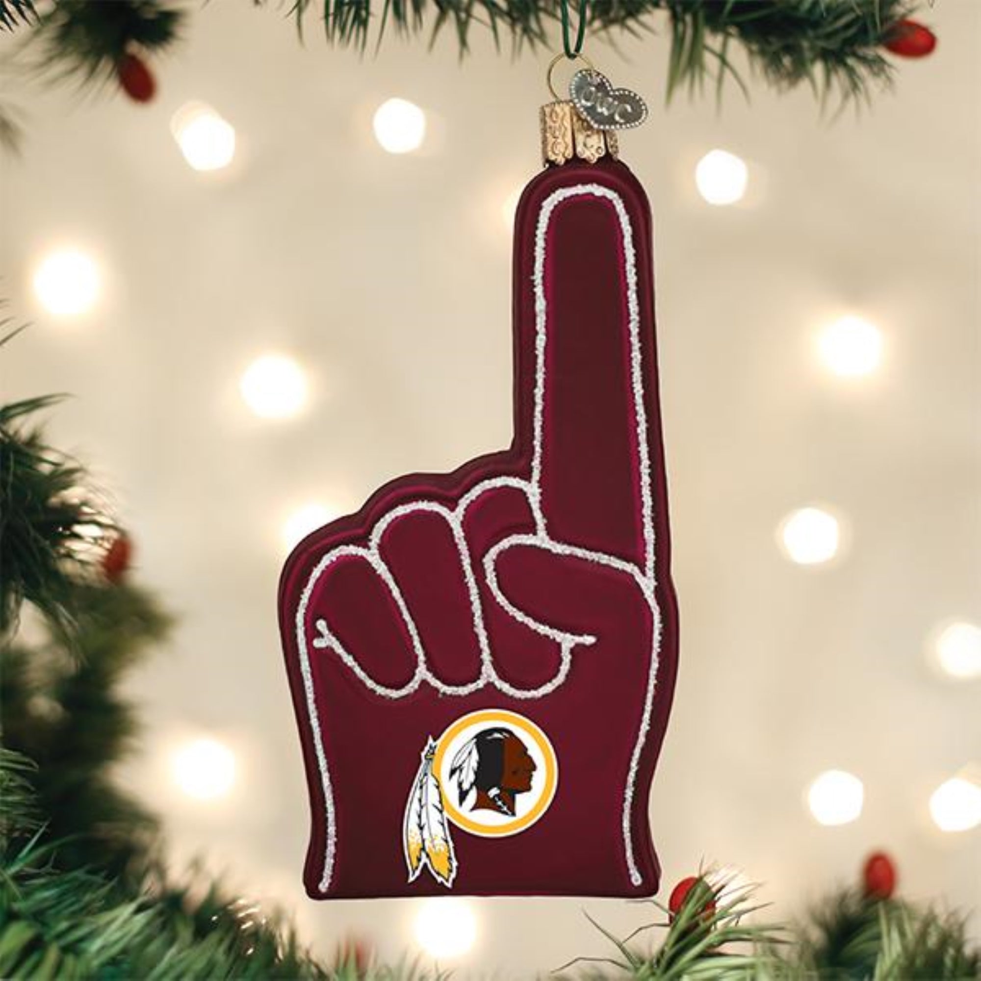 Old World Christmas Washington Redskins Foam Finger Ornament For Christmas Tree