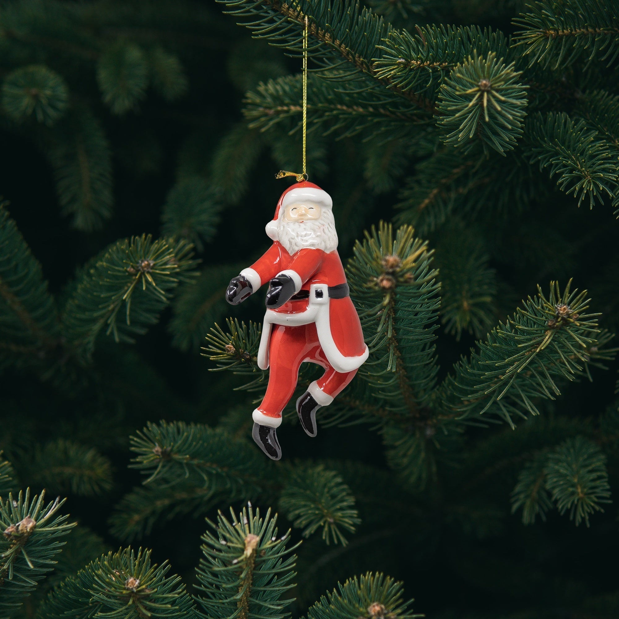 Tag Ornaments for Christmas Tree, Dancing Santa Run Man