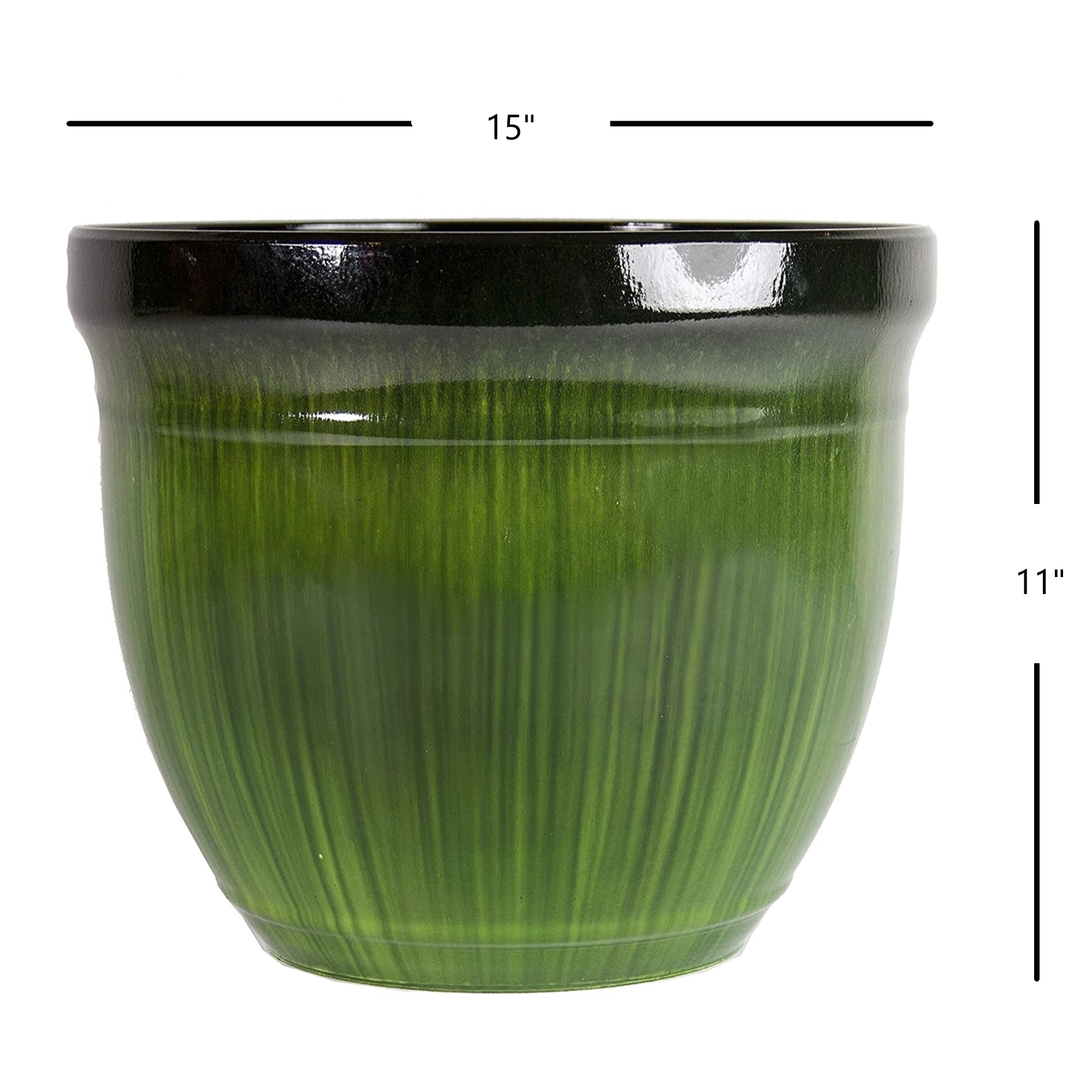 Gardener Select Round Resin Indoor & Outdoor Decorative Planter, Green Drip, 15"