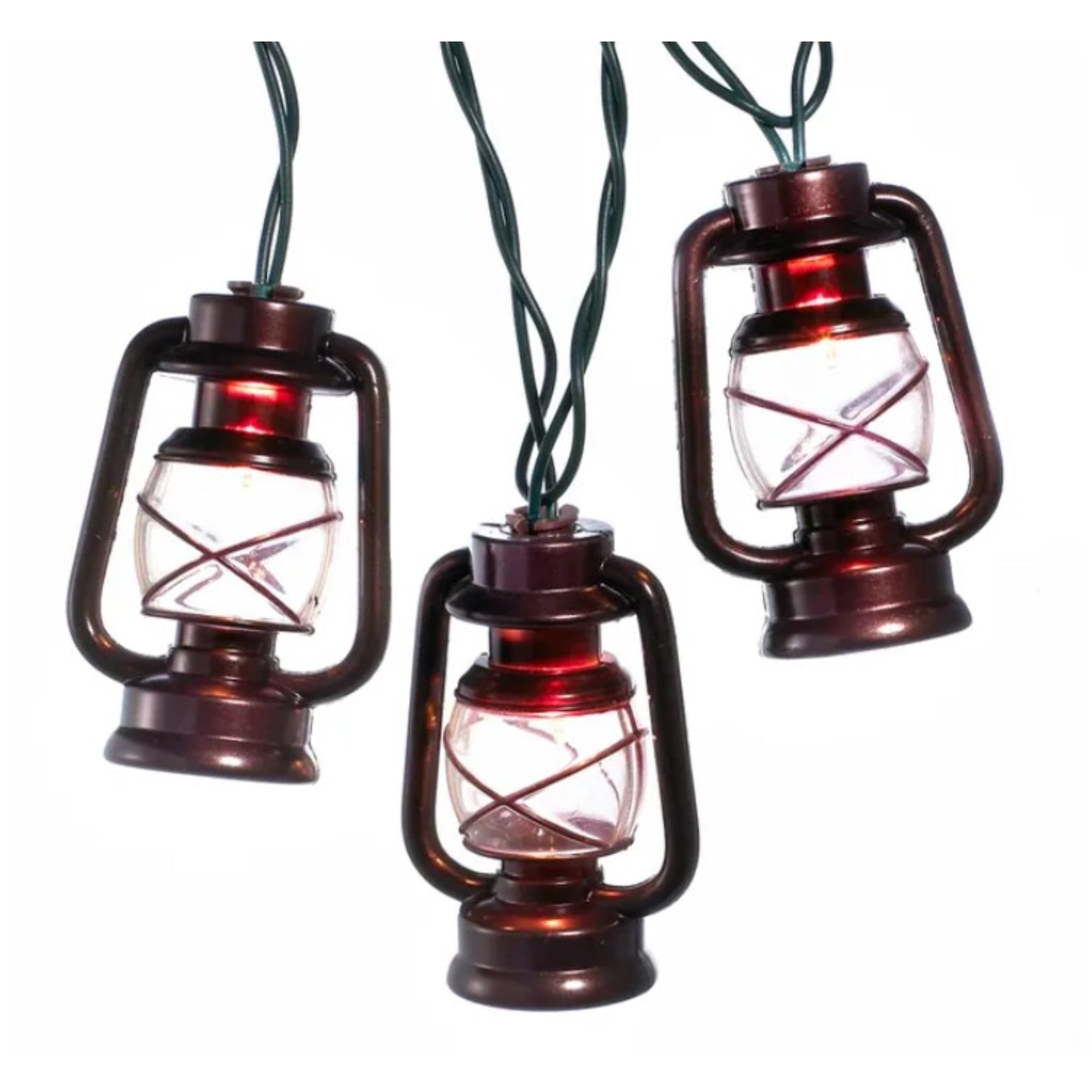 Kurt Adler Indoor/Outdoor String UL 10-Light Set, Brass Lantern Lights, 11.5 ft