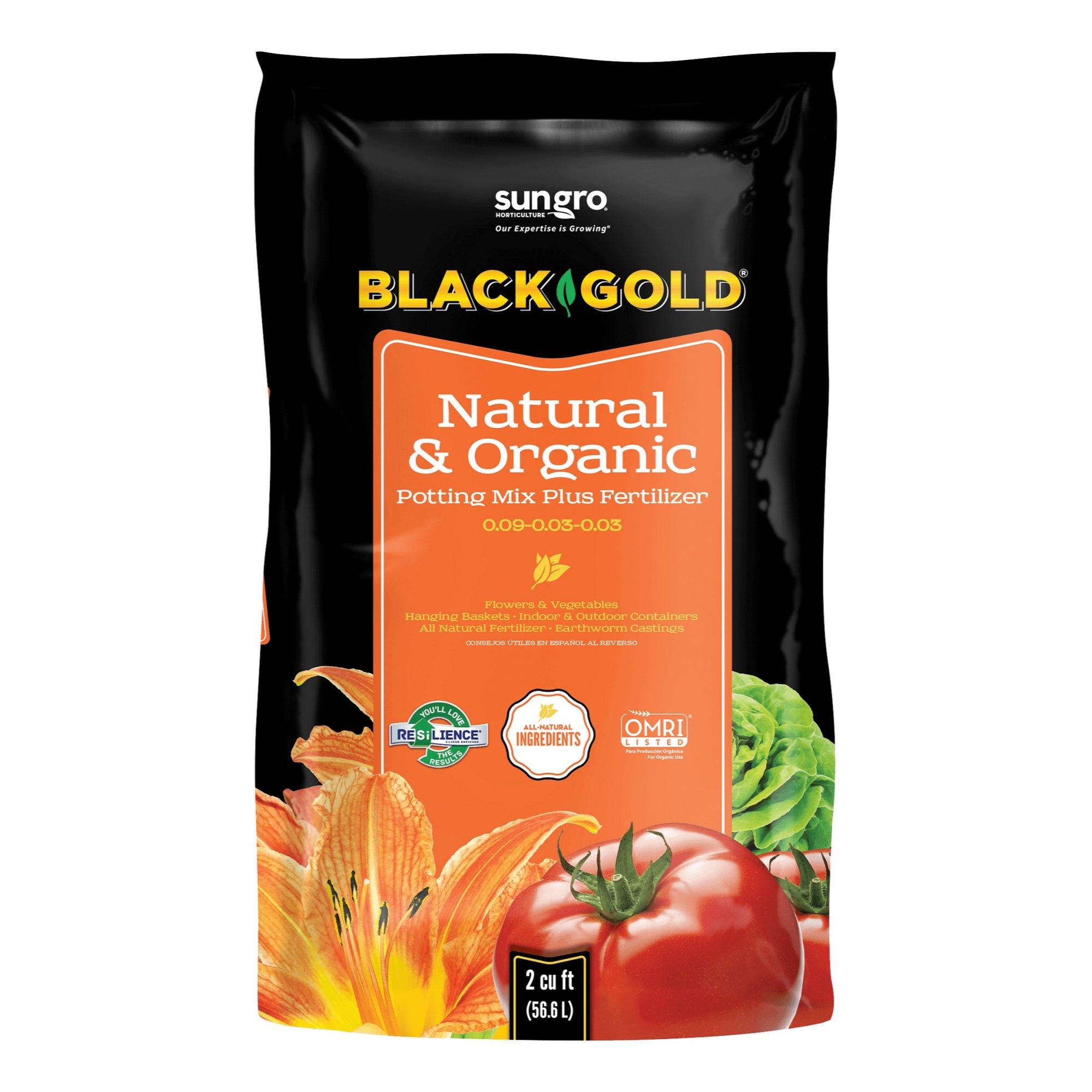 Black Gold Natural & Organic Potting Mix Plus RESiLIENCE Fertilizer